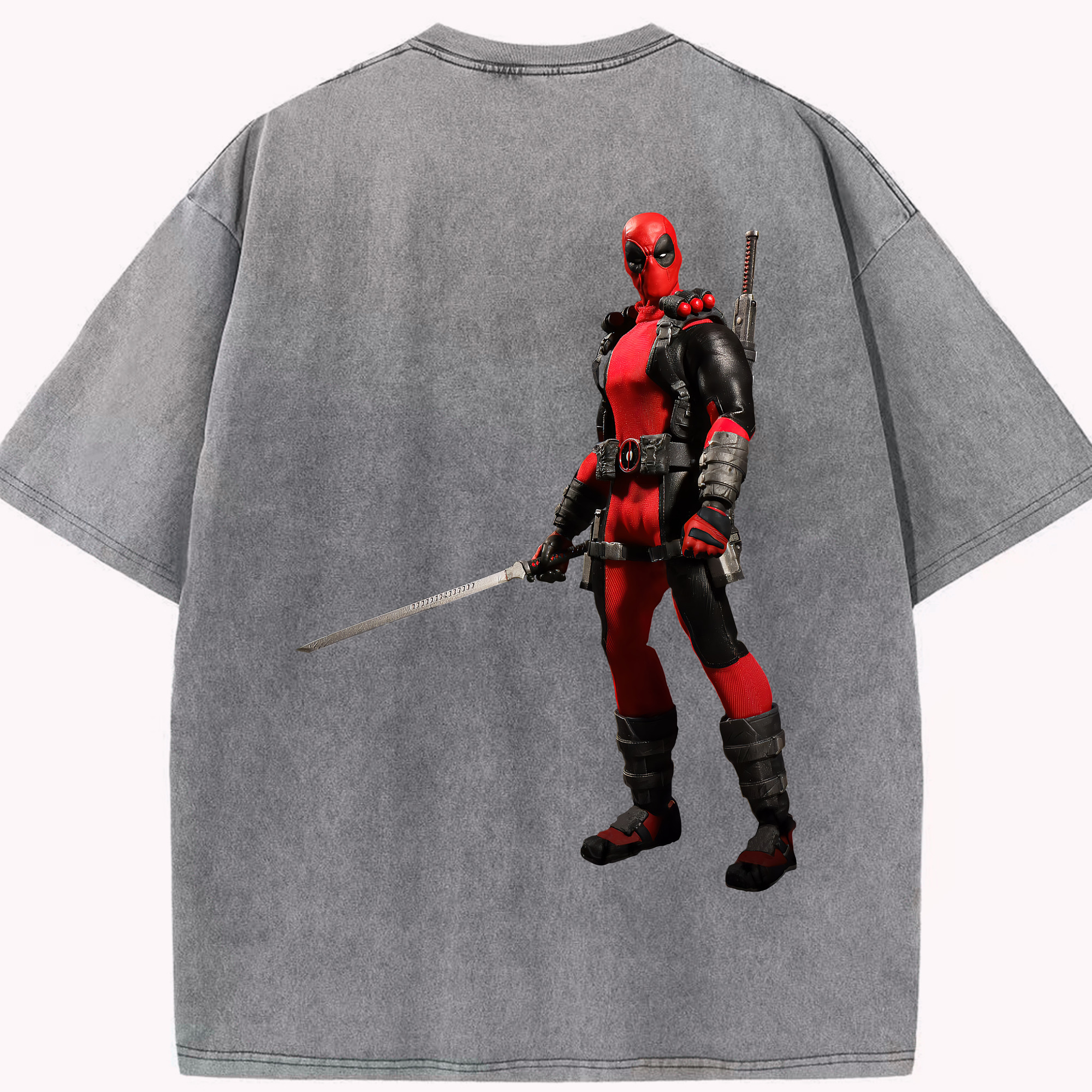 （画像用） Deadpool デッドプール 綿100% ヴィンテージ風 半袖Tシャツ（背面プリント）