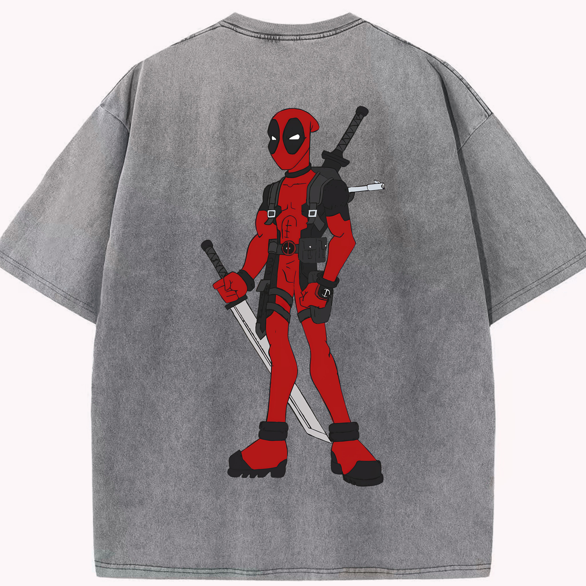 （画像用） Deadpool デッドプール 綿100% ヴィンテージ風 半袖Tシャツ（背面プリント）