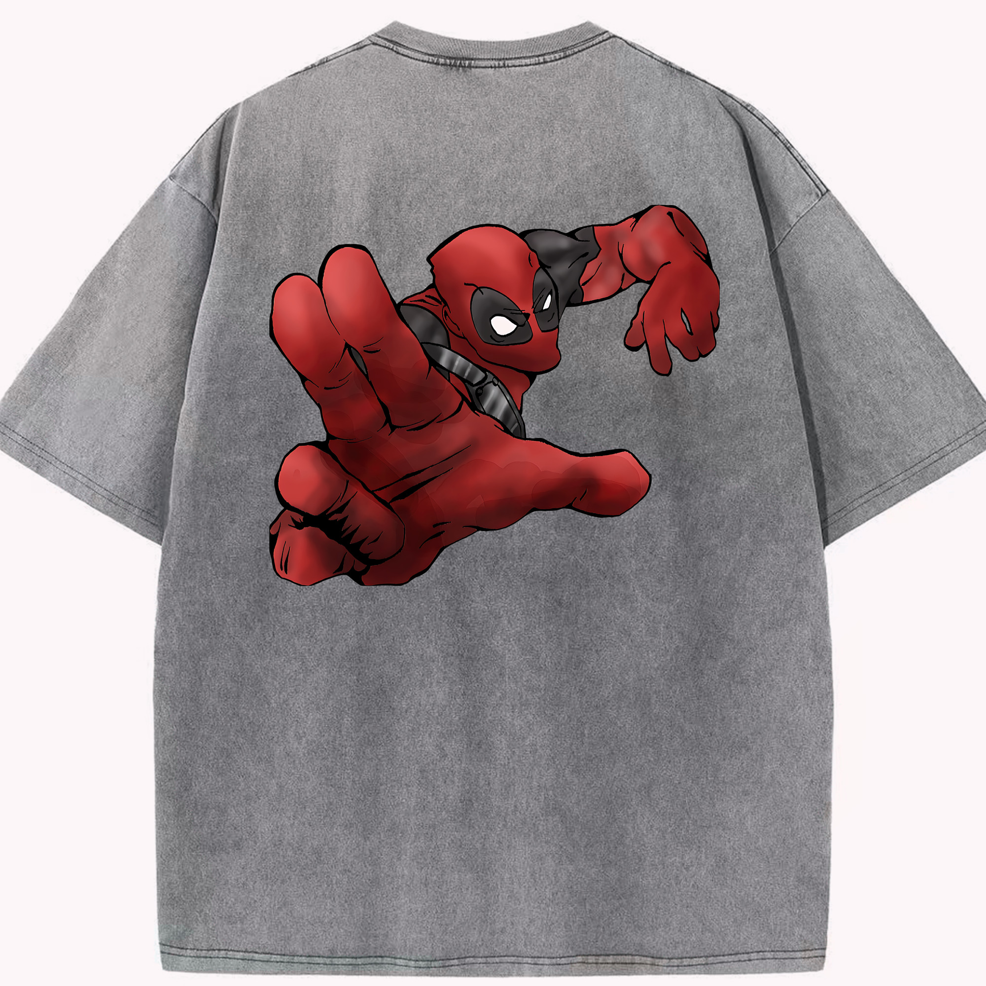 （画像用） Deadpool デッドプール 綿100% ヴィンテージ風 半袖Tシャツ（背面プリント）