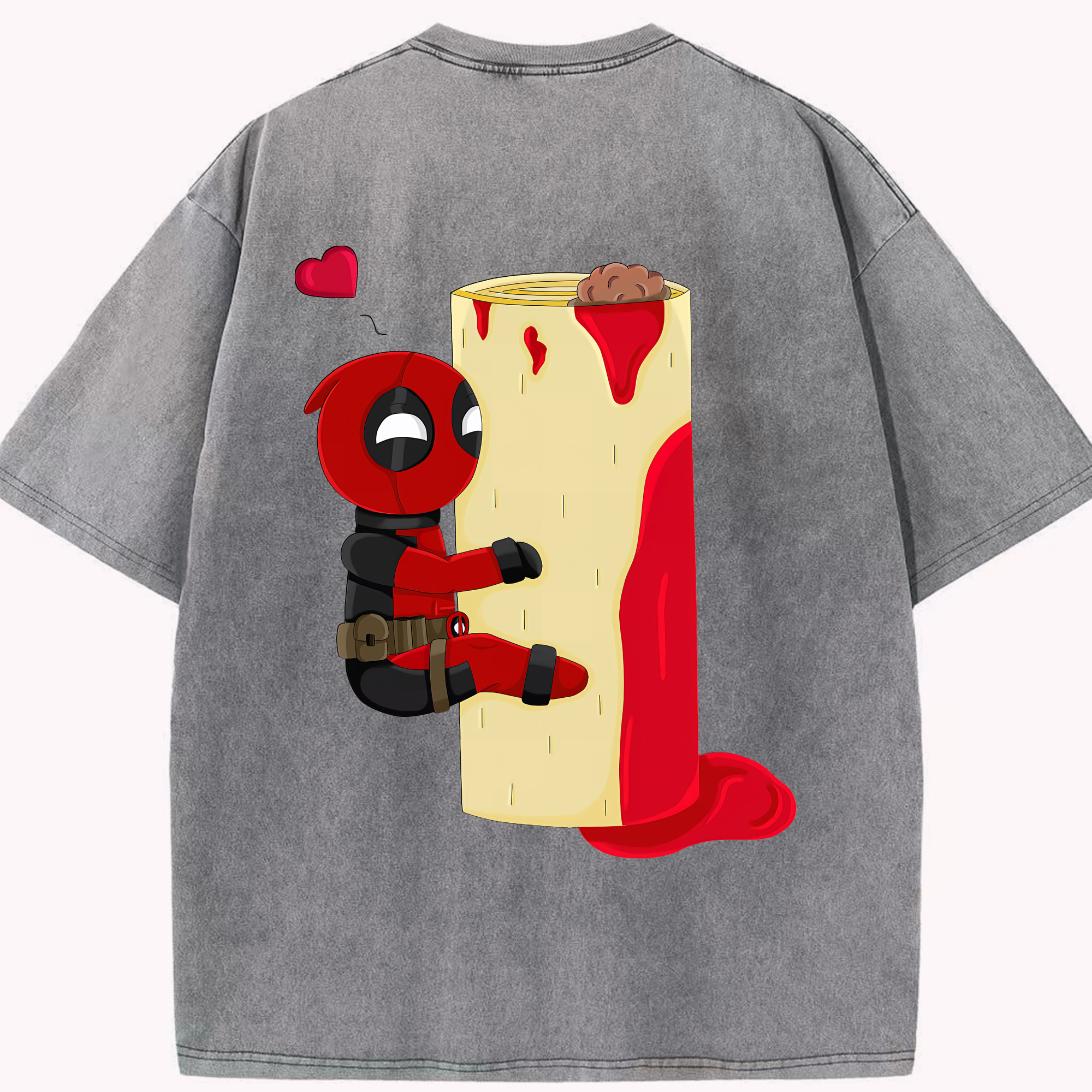 （画像用） Deadpool デッドプール 綿100% ヴィンテージ風 半袖Tシャツ（背面プリント）
