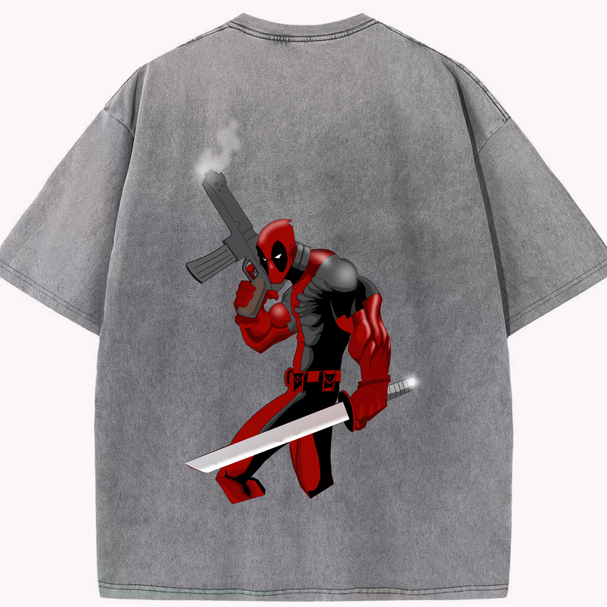 （画像用） Deadpool デッドプール 綿100% ヴィンテージ風 半袖Tシャツ（背面プリント）