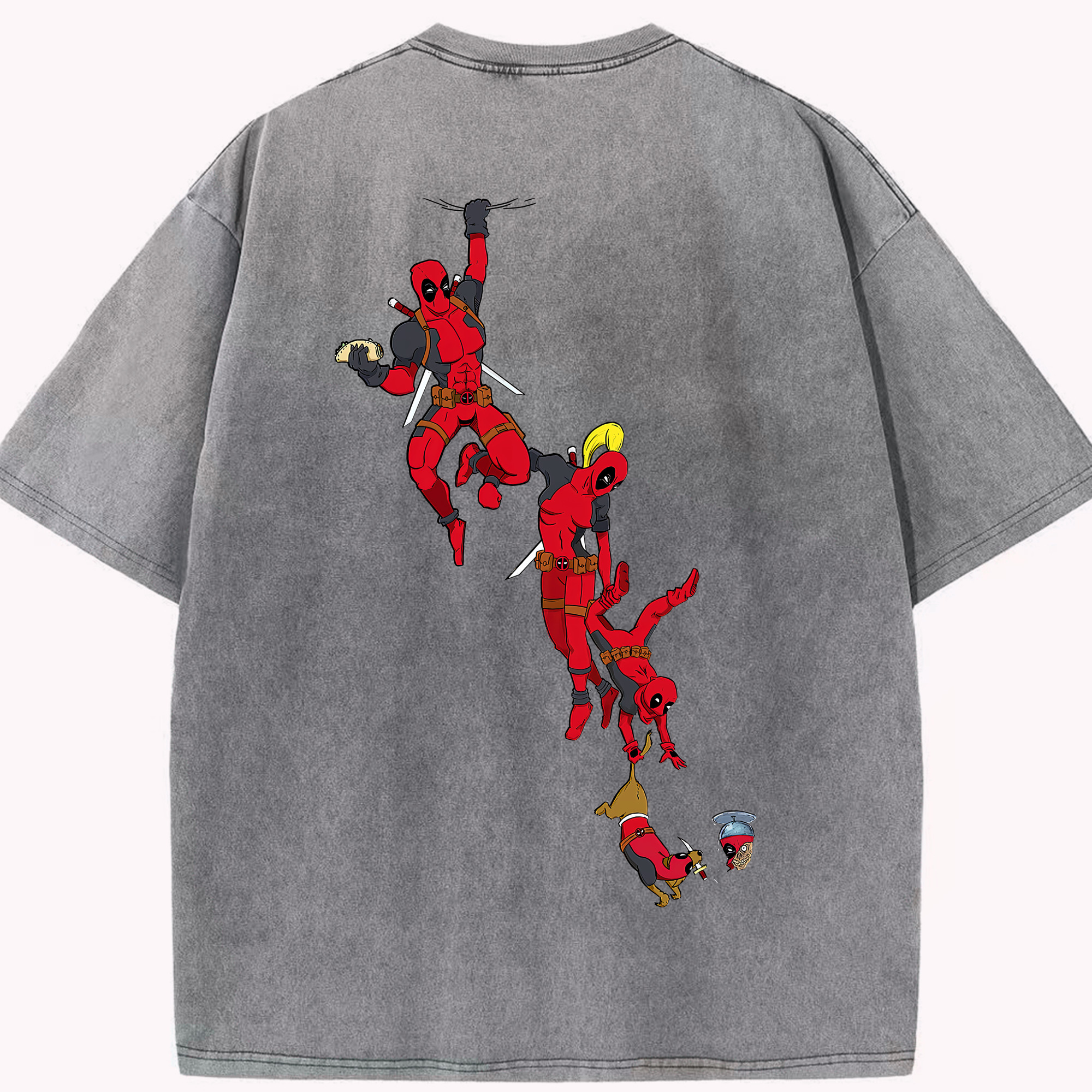（画像用） Deadpool デッドプール 綿100% ヴィンテージ風 半袖Tシャツ（背面プリント）