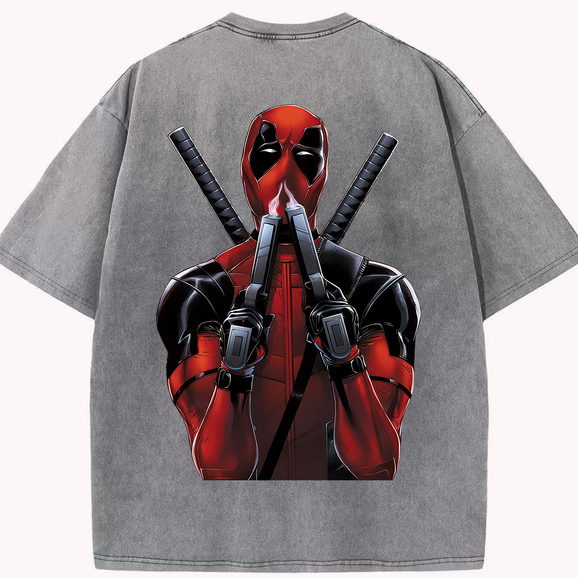 （画像用） Deadpool デッドプール 綿100% ヴィンテージ風 半袖Tシャツ（背面プリント）