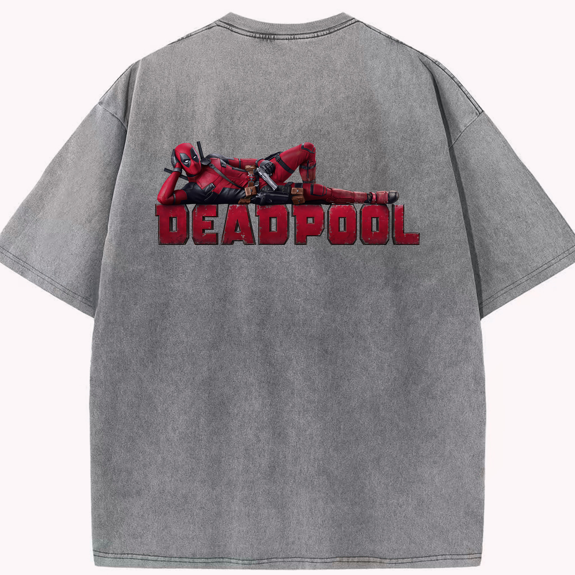 （画像用） Deadpool デッドプール 綿100% ヴィンテージ風 半袖Tシャツ（背面プリント）