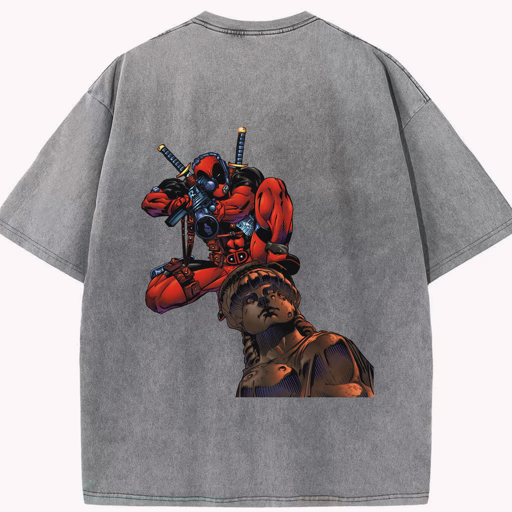 （画像用） Deadpool デッドプール 綿100% ヴィンテージ風 半袖Tシャツ（背面プリント）
