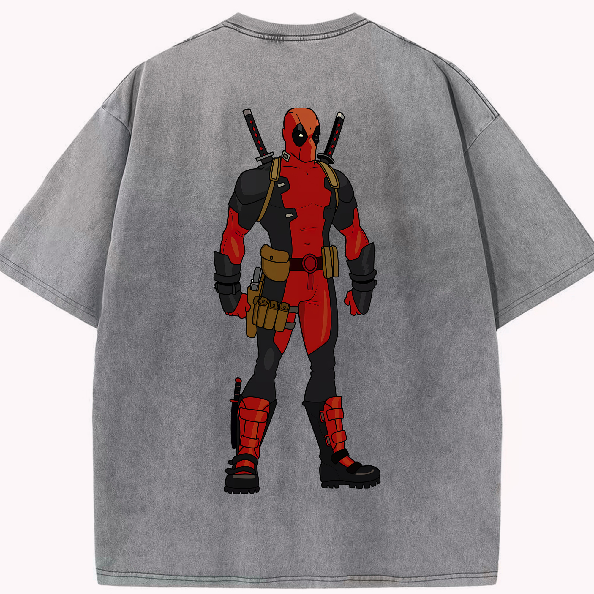 （画像用） Deadpool デッドプール 綿100% ヴィンテージ風 半袖Tシャツ（背面プリント）