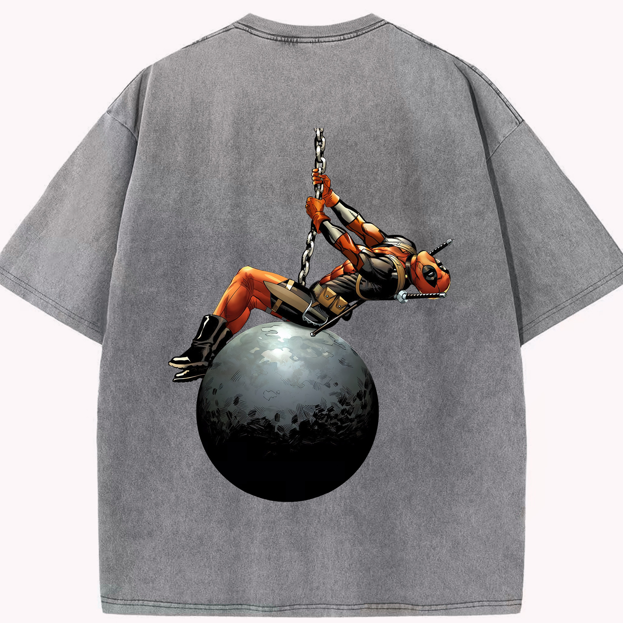 （画像用） Deadpool デッドプール 綿100% ヴィンテージ風 半袖Tシャツ（背面プリント）
