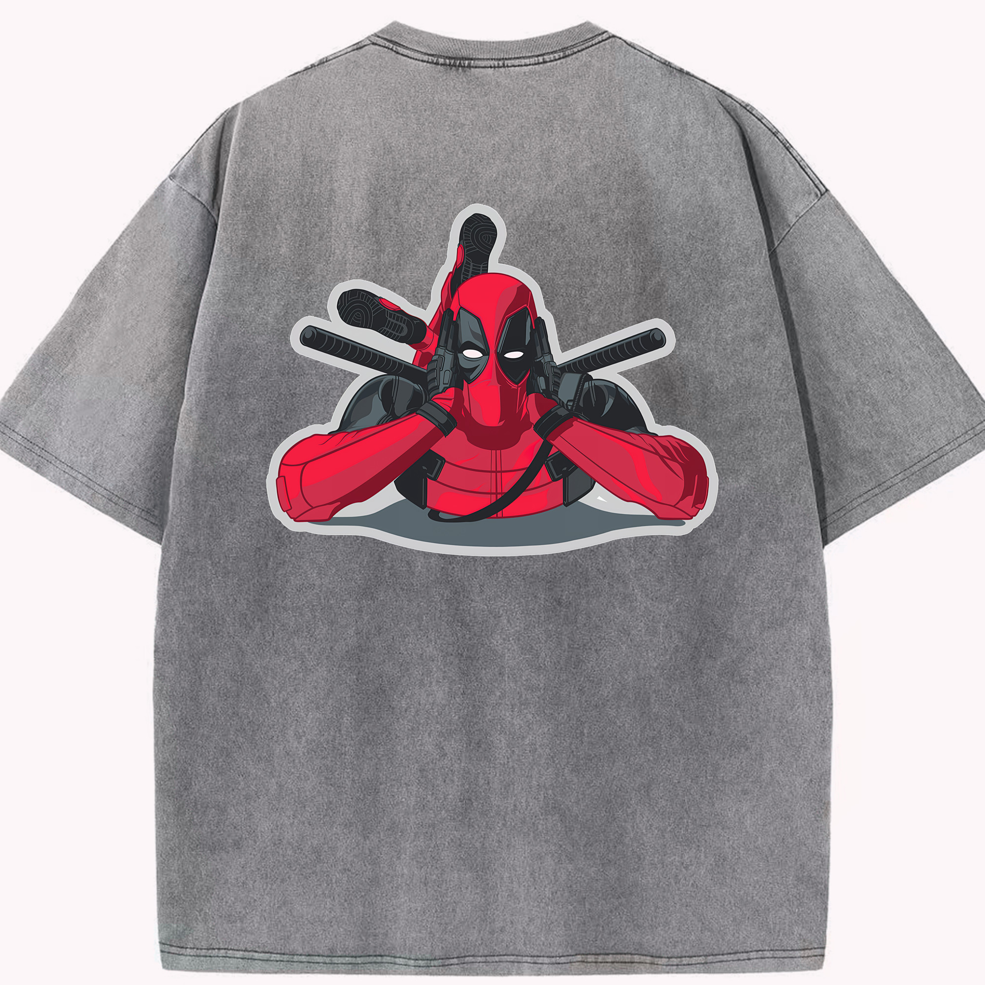 （画像用） Deadpool デッドプール 綿100% ヴィンテージ風 半袖Tシャツ（背面プリント）