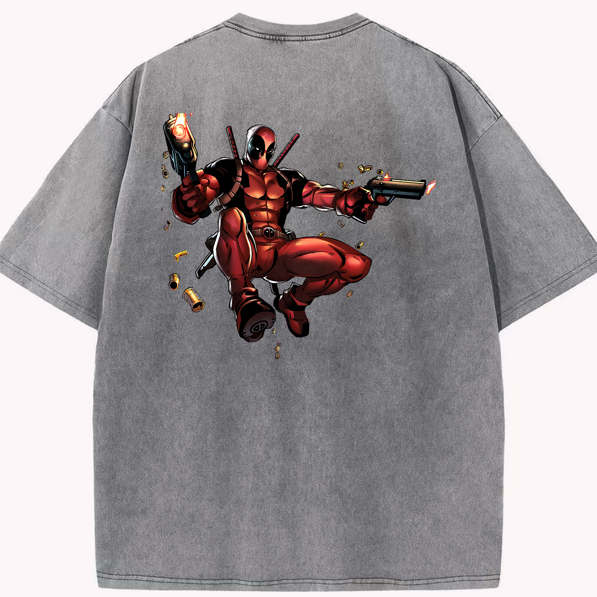 （画像用） Deadpool デッドプール 綿100% ヴィンテージ風 半袖Tシャツ（背面プリント）