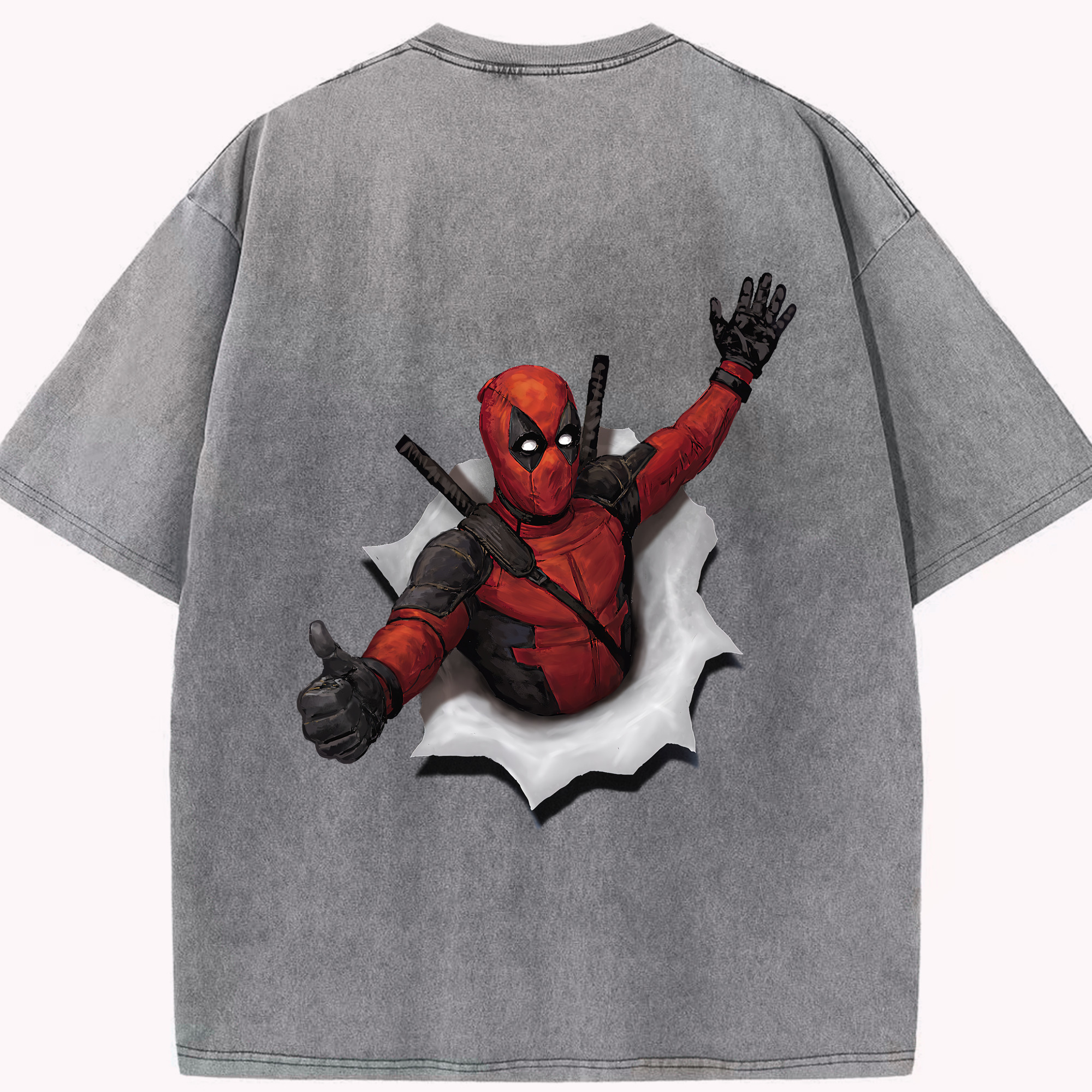 （画像用） Deadpool デッドプール 綿100% ヴィンテージ風 半袖Tシャツ（背面プリント）