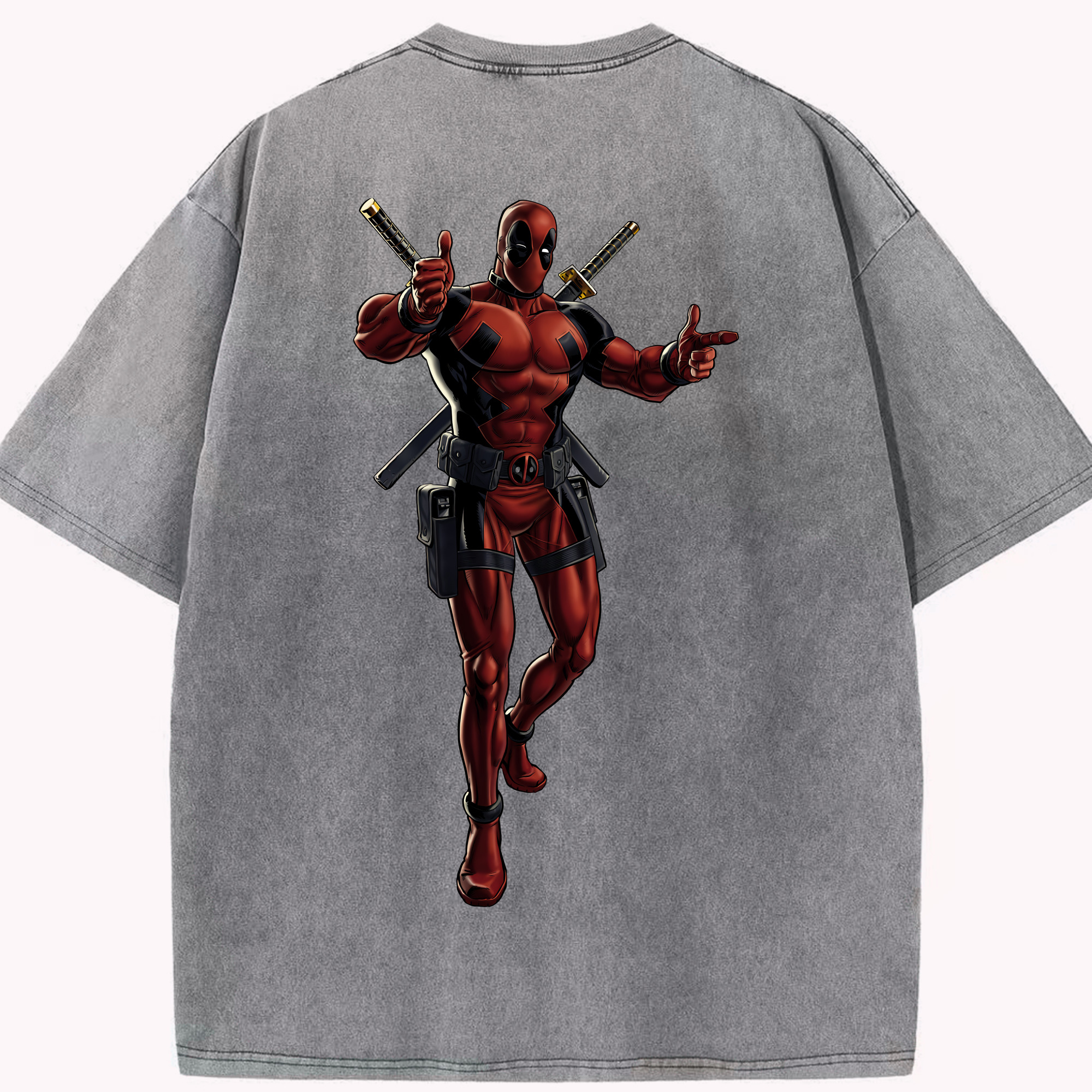 （画像用） Deadpool デッドプール 綿100% ヴィンテージ風 半袖Tシャツ（背面プリント）
