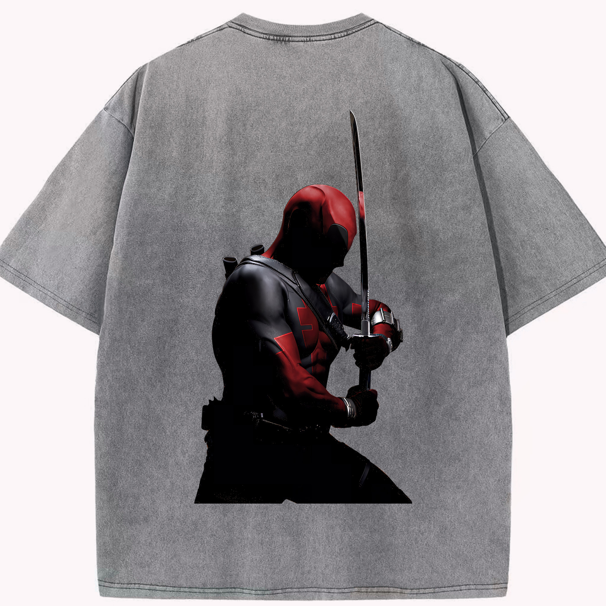 （画像用） Deadpool デッドプール 綿100% ヴィンテージ風 半袖Tシャツ（背面プリント）