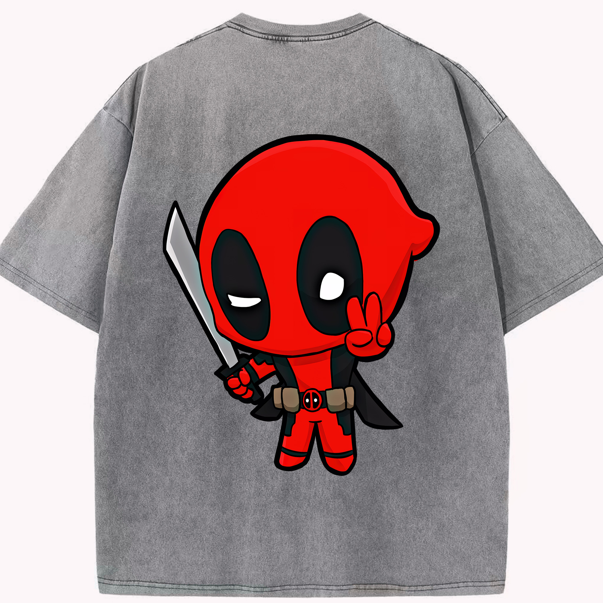 （画像用） Deadpool デッドプール 綿100% ヴィンテージ風 半袖Tシャツ（背面プリント）