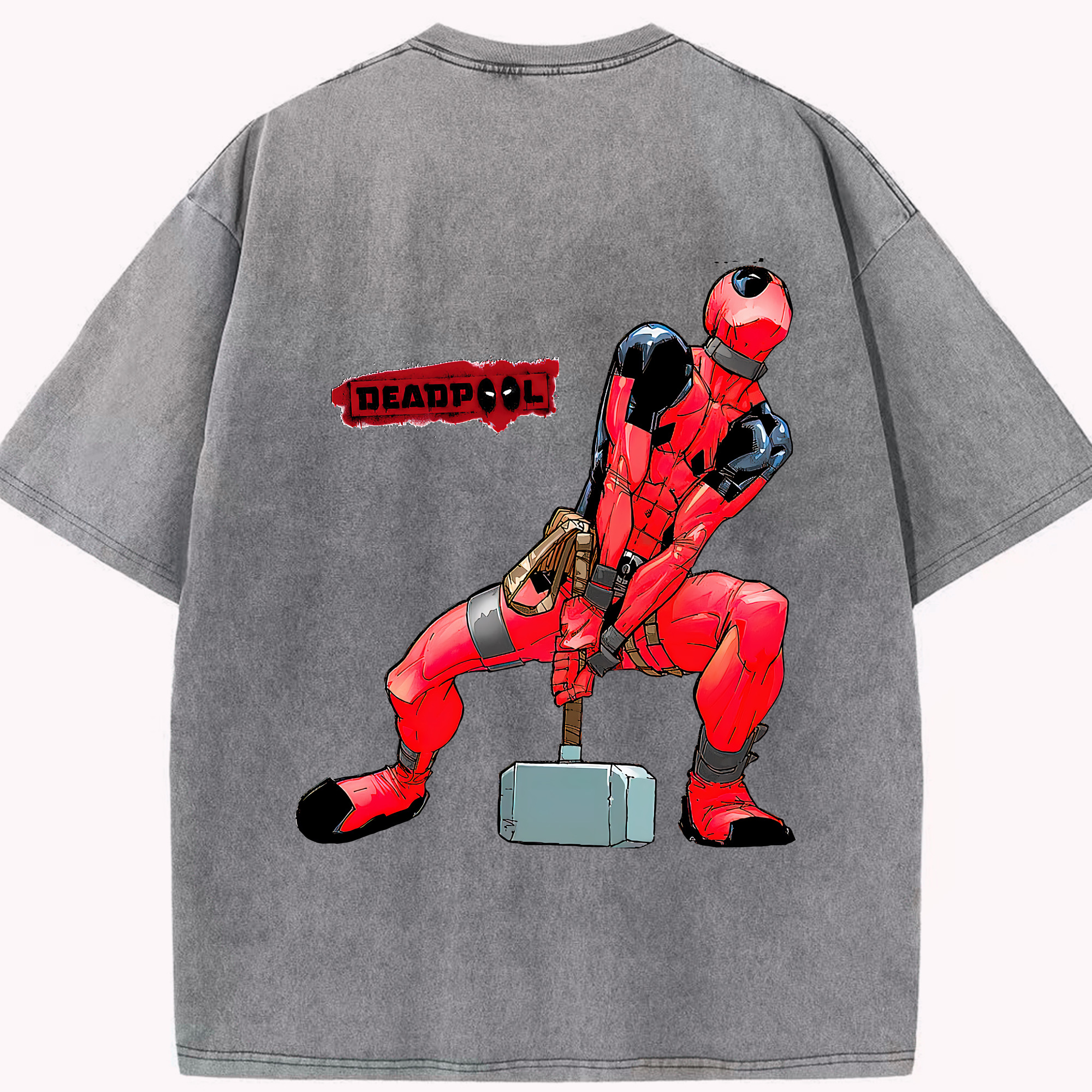 （画像用） Deadpool デッドプール 綿100% ヴィンテージ風 半袖Tシャツ（背面プリント）