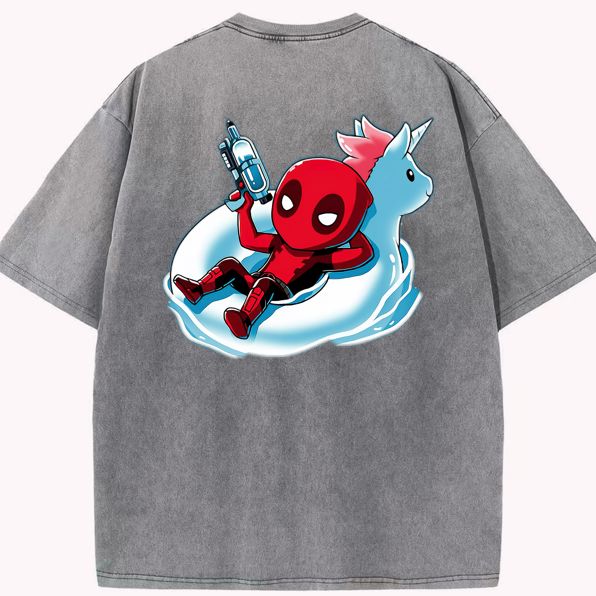 （画像用） Deadpool デッドプール 綿100% ヴィンテージ風 半袖Tシャツ（背面プリント）