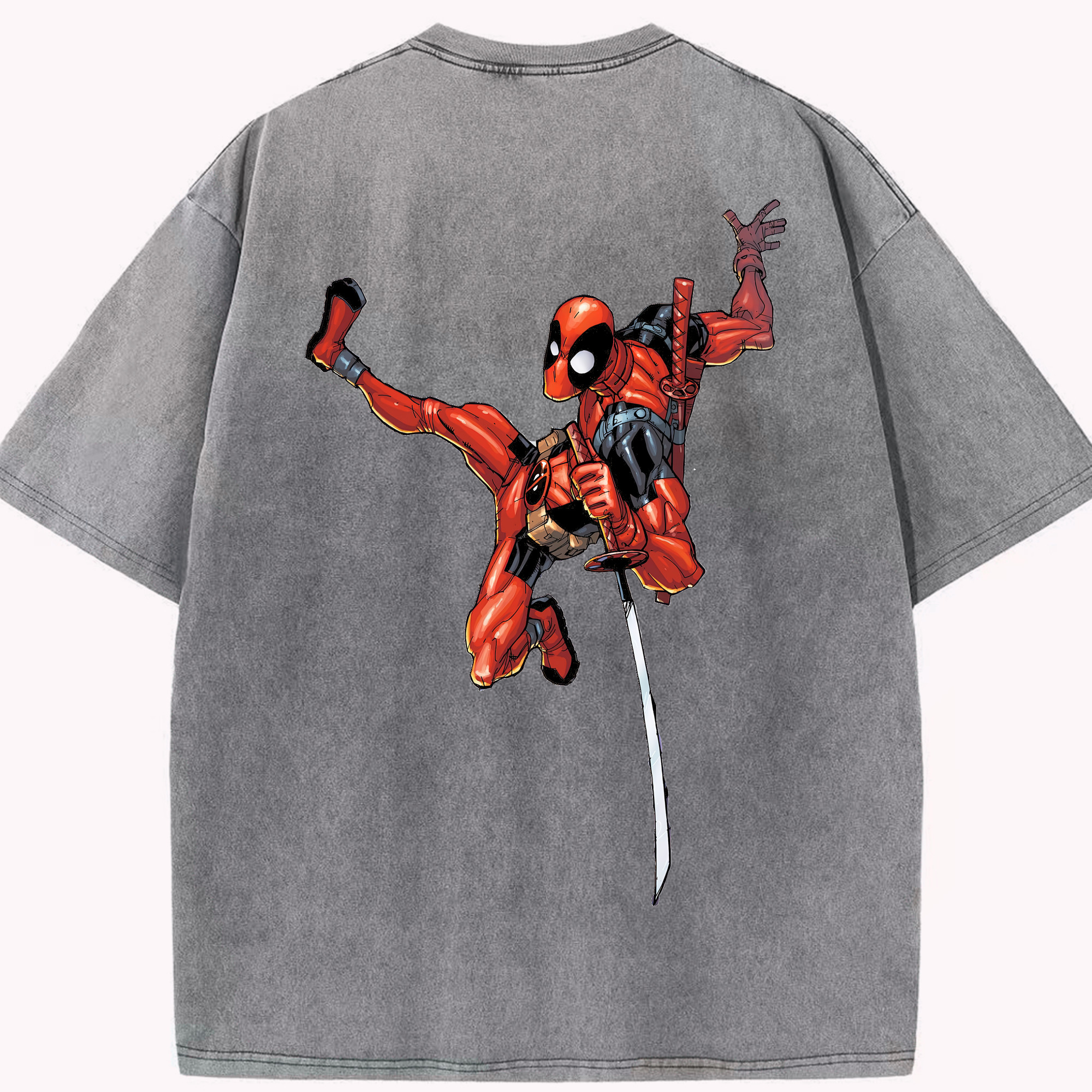（画像用） Deadpool デッドプール 綿100% ヴィンテージ風 半袖Tシャツ（背面プリント）