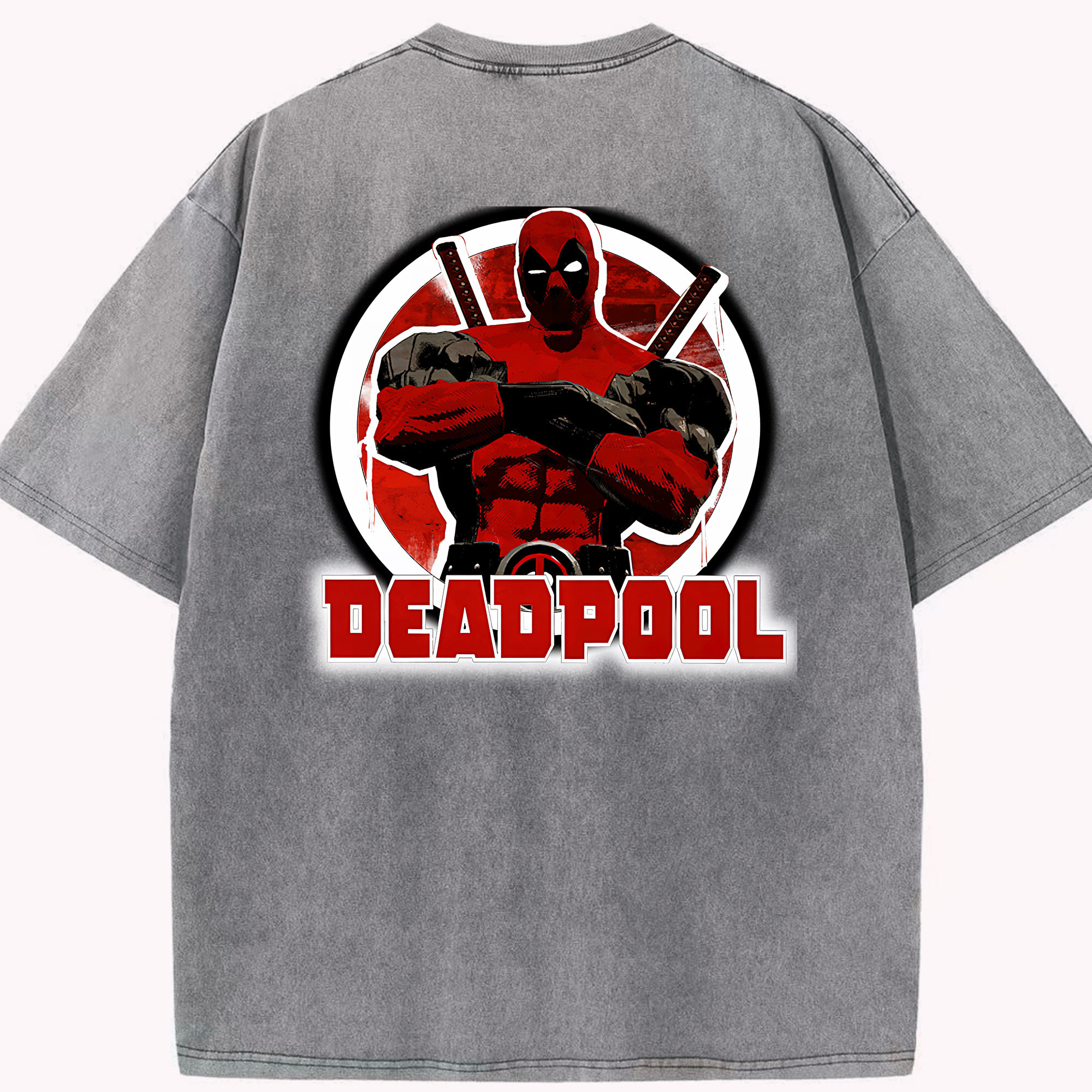 （画像用） Deadpool デッドプール 綿100% ヴィンテージ風 半袖Tシャツ（背面プリント）