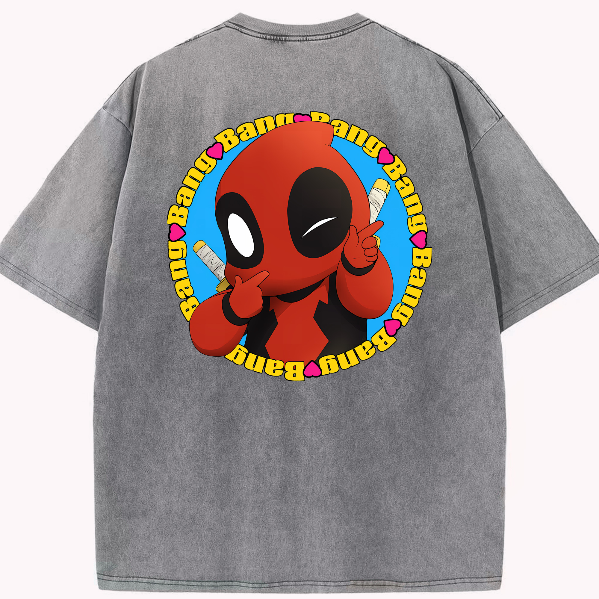 （画像用） Deadpool デッドプール 綿100% ヴィンテージ風 半袖Tシャツ（背面プリント）