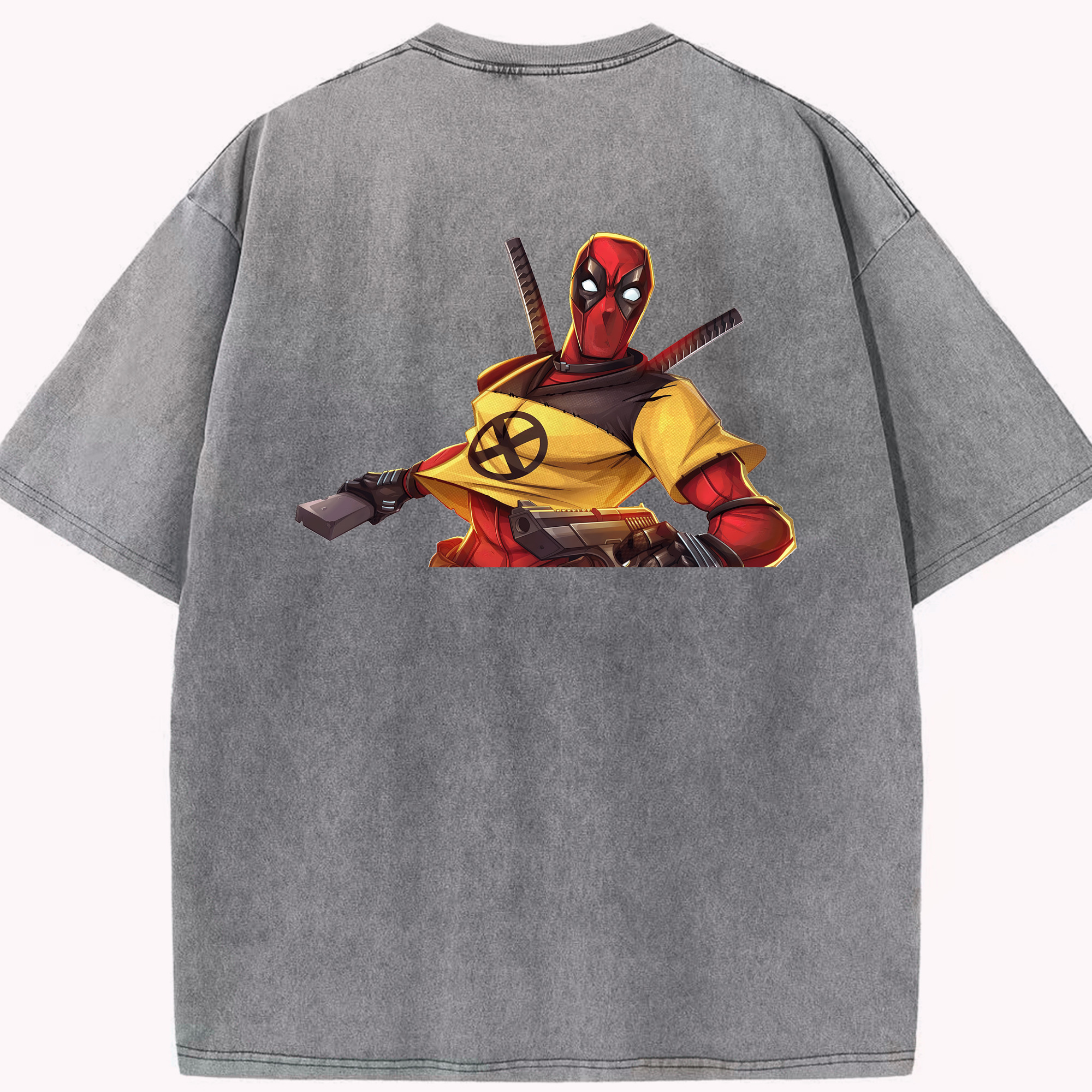 （画像用） Deadpool デッドプール 綿100% ヴィンテージ風 半袖Tシャツ（背面プリント）