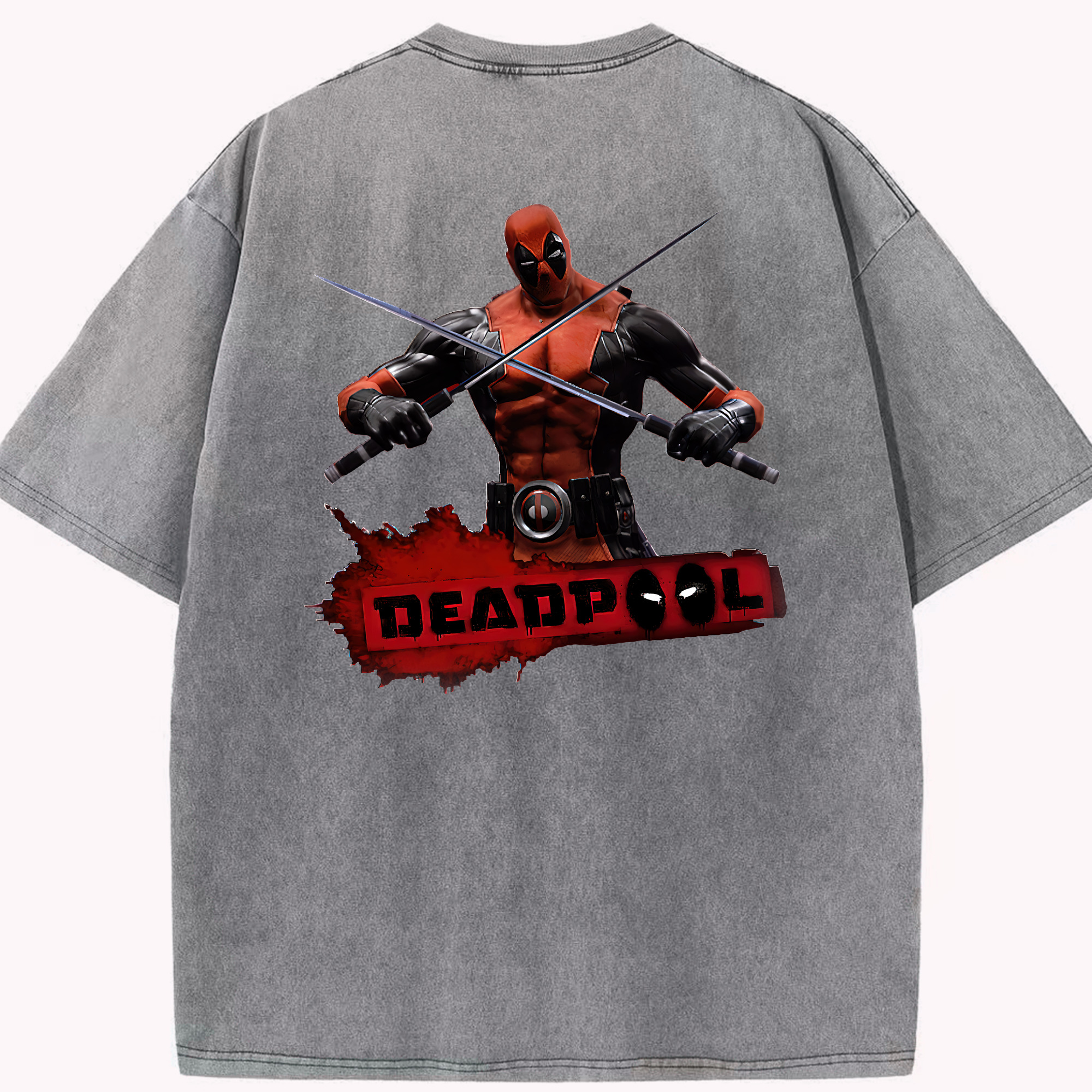 （画像用） Deadpool デッドプール 綿100% ヴィンテージ風 半袖Tシャツ（背面プリント）