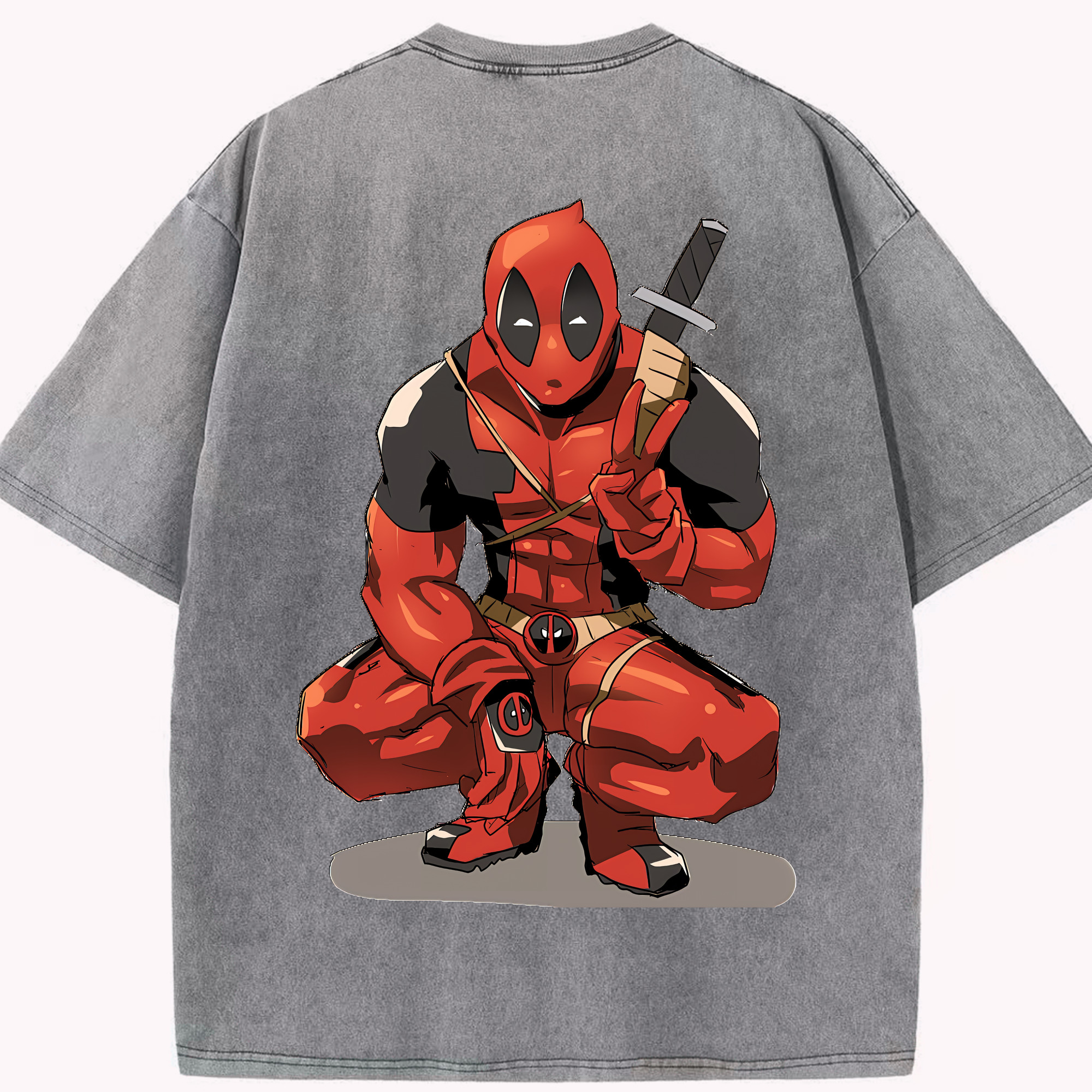 （画像用） Deadpool デッドプール 綿100% ヴィンテージ風 半袖Tシャツ（背面プリント）