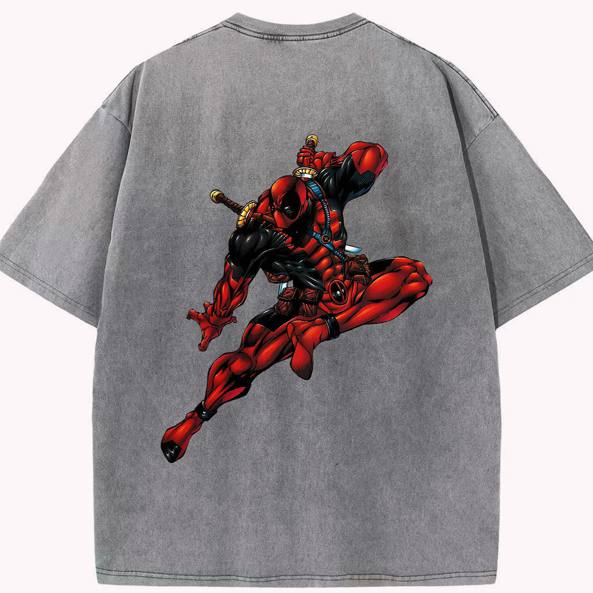 （画像用） Deadpool デッドプール 綿100% ヴィンテージ風 半袖Tシャツ（背面プリント）