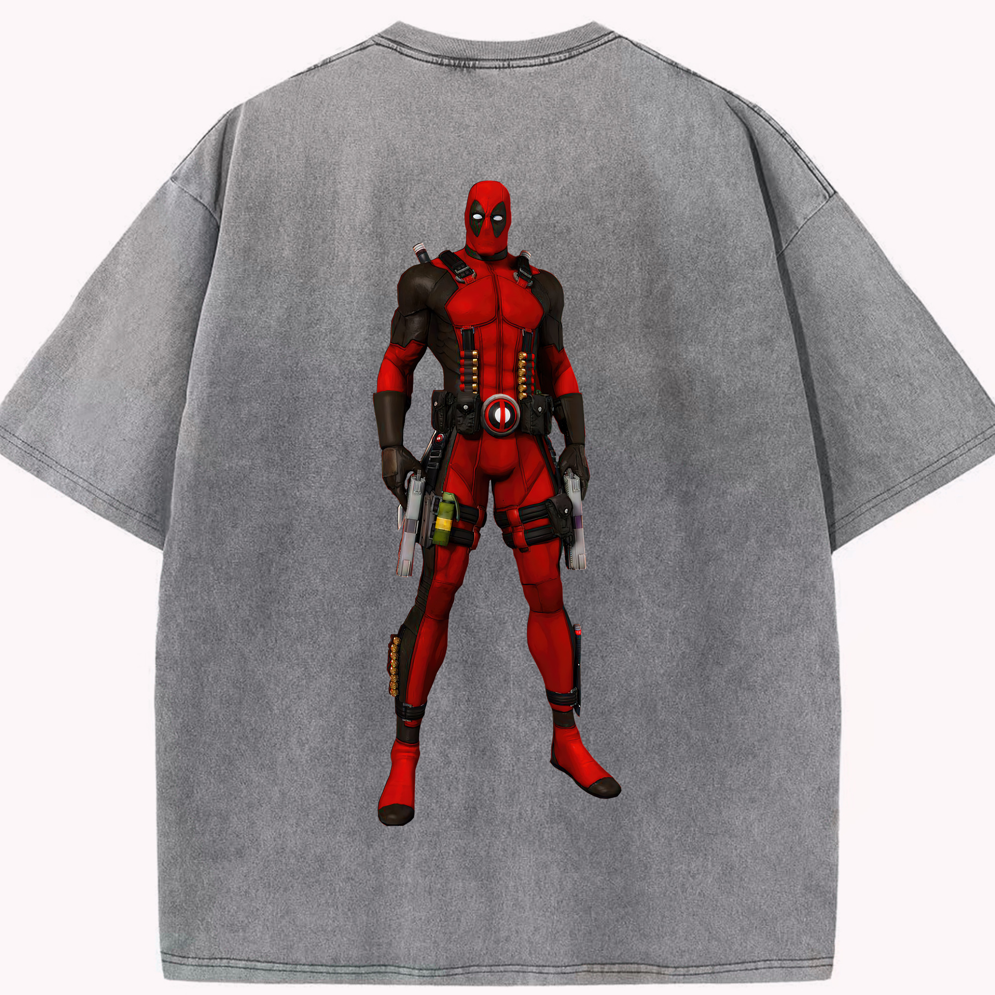 （画像用） Deadpool デッドプール 綿100% ヴィンテージ風 半袖Tシャツ（背面プリント）