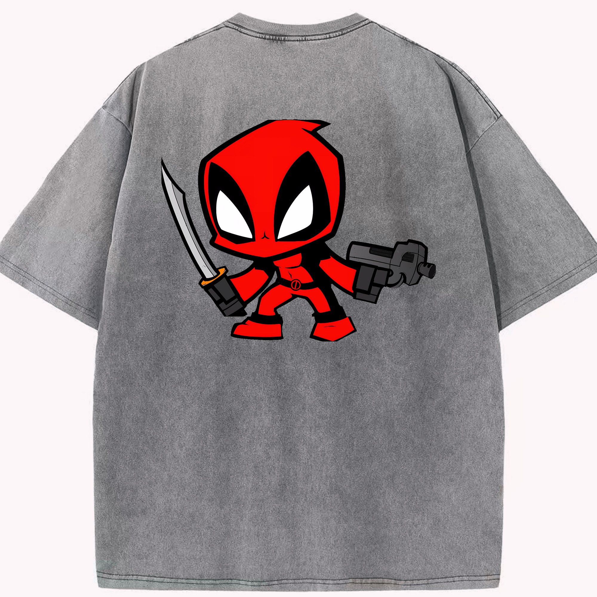 （画像用） Deadpool デッドプール 綿100% ヴィンテージ風 半袖Tシャツ（背面プリント）