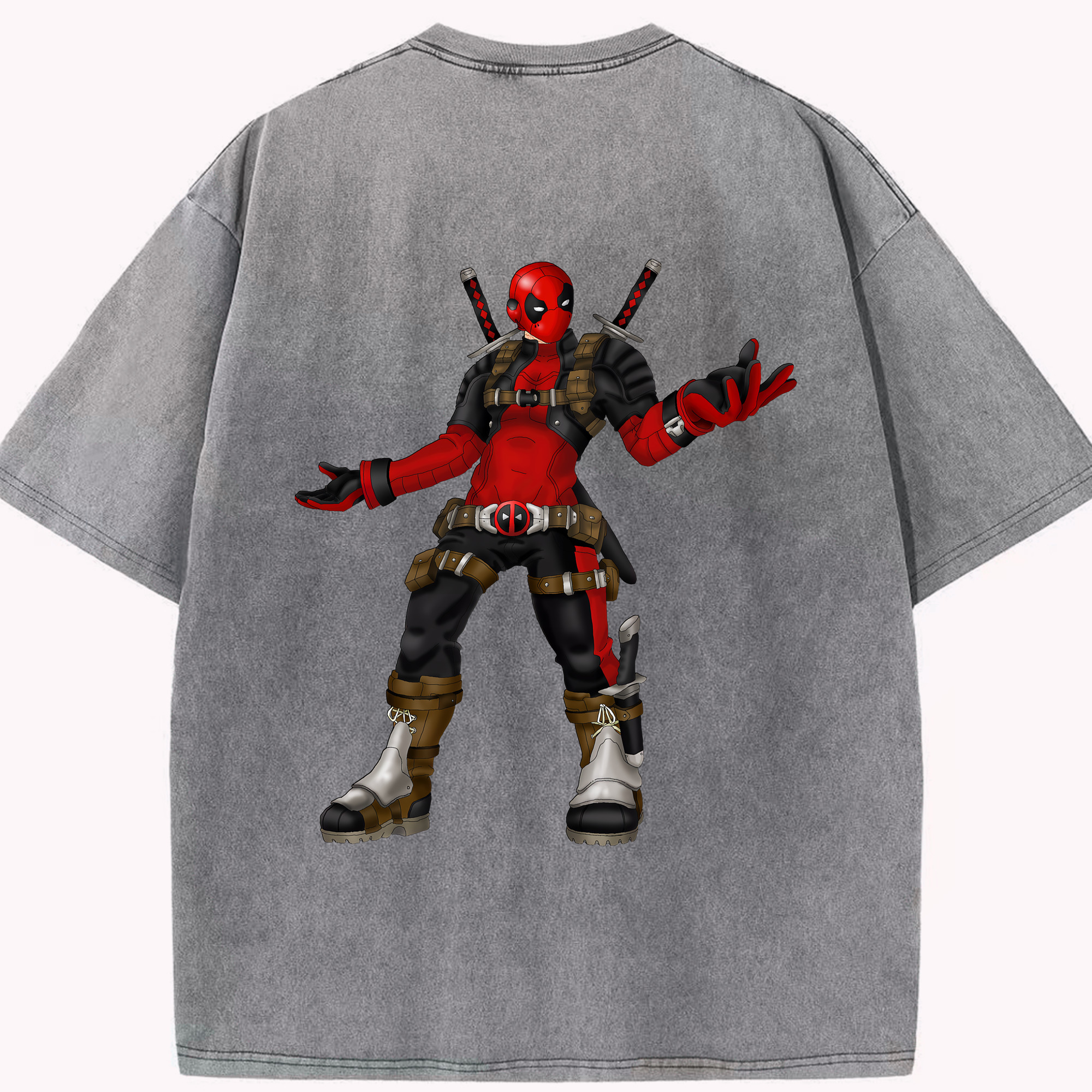 （画像用） Deadpool デッドプール 綿100% ヴィンテージ風 半袖Tシャツ（背面プリント）