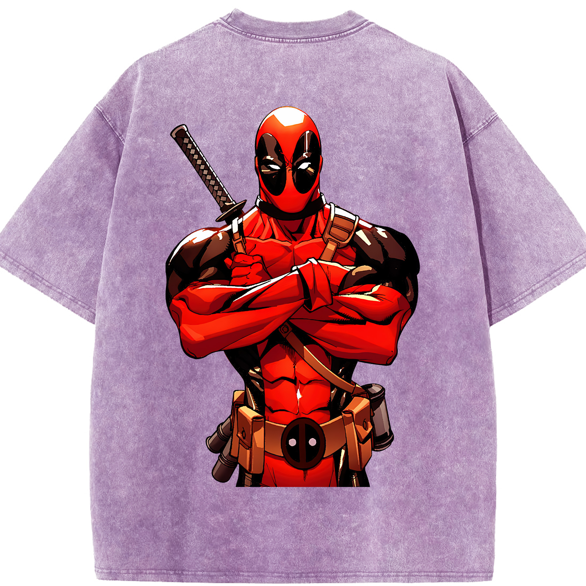 （画像用） Deadpool デッドプール 綿100% ヴィンテージ風 半袖Tシャツ（背面プリント）