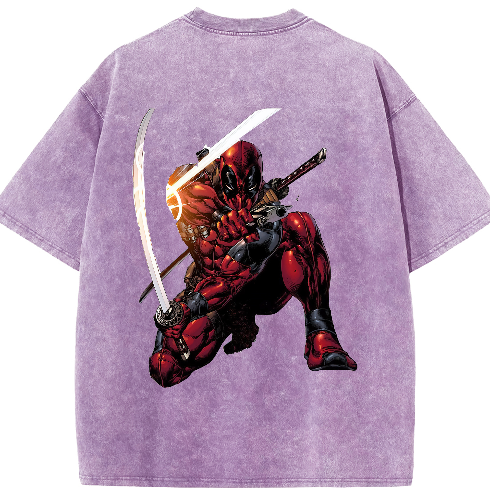 （画像用） Deadpool デッドプール 綿100% ヴィンテージ風 半袖Tシャツ（背面プリント）