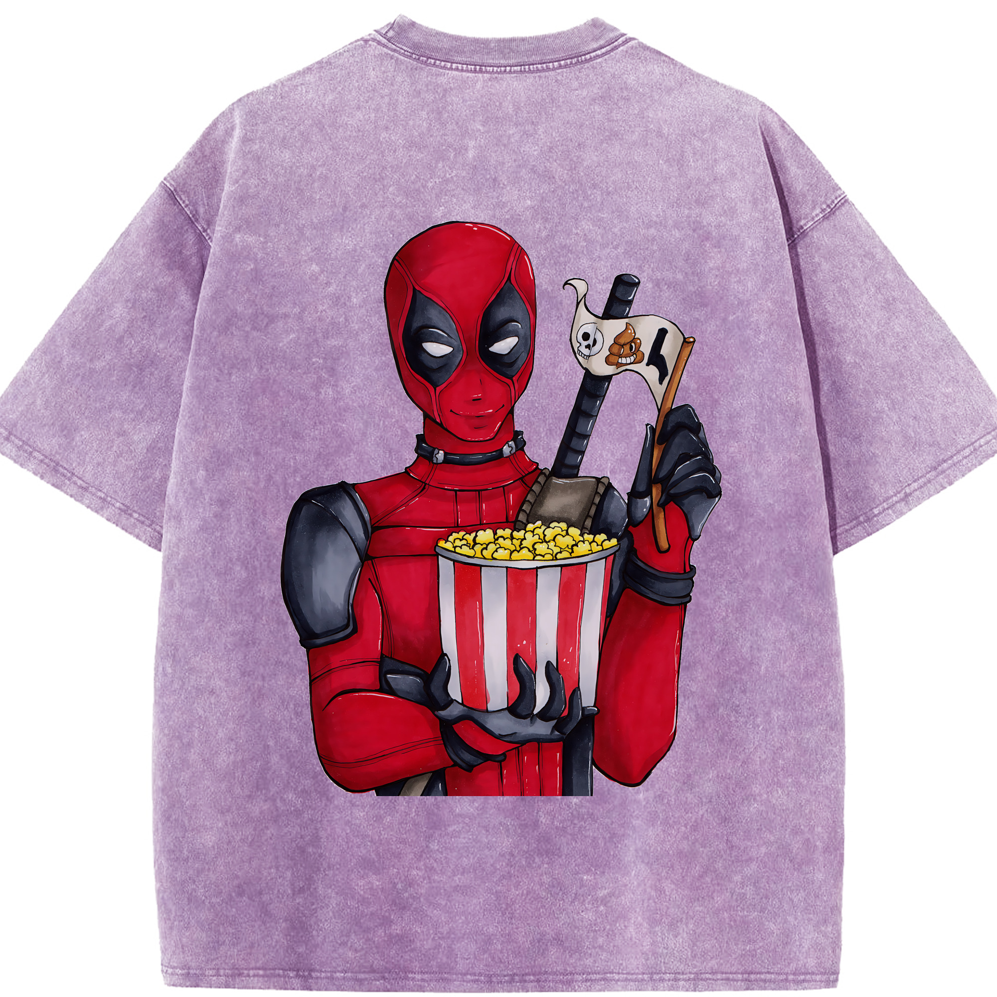 （画像用） Deadpool デッドプール 綿100% ヴィンテージ風 半袖Tシャツ（背面プリント）