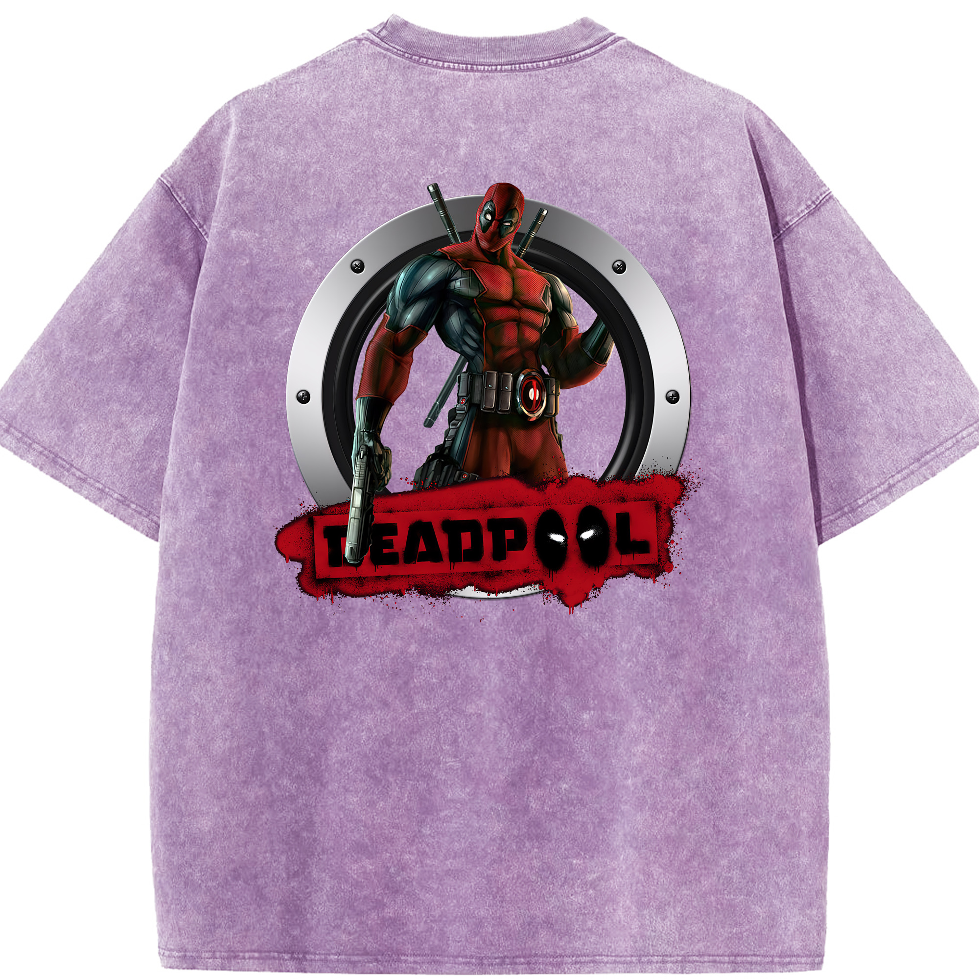 （画像用） Deadpool デッドプール 綿100% ヴィンテージ風 半袖Tシャツ（背面プリント）