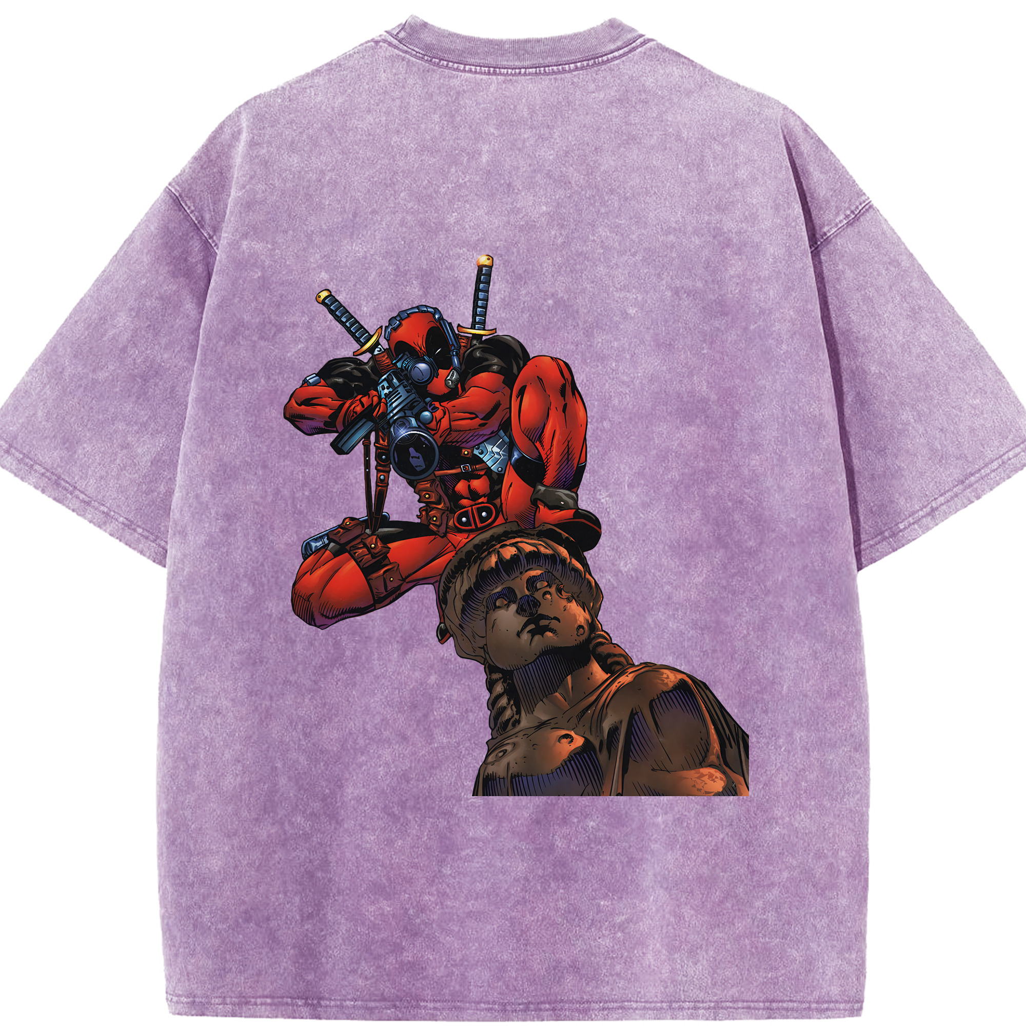 （画像用） Deadpool デッドプール 綿100% ヴィンテージ風 半袖Tシャツ（背面プリント）