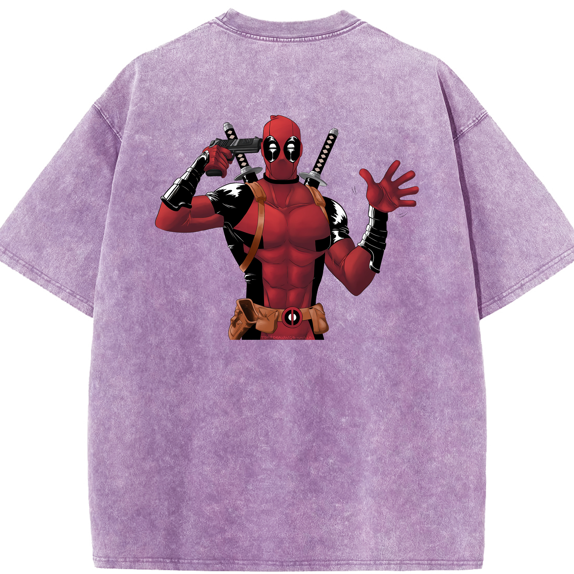 （画像用） Deadpool デッドプール 綿100% ヴィンテージ風 半袖Tシャツ（背面プリント）