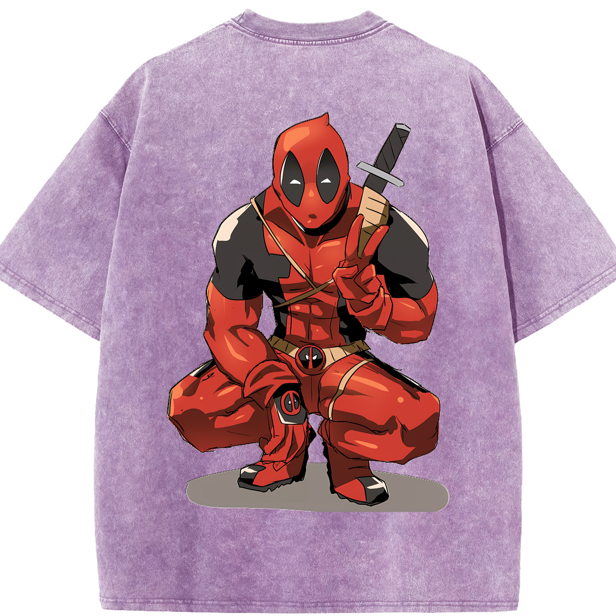 （画像用） Deadpool デッドプール 綿100% ヴィンテージ風 半袖Tシャツ（背面プリント）