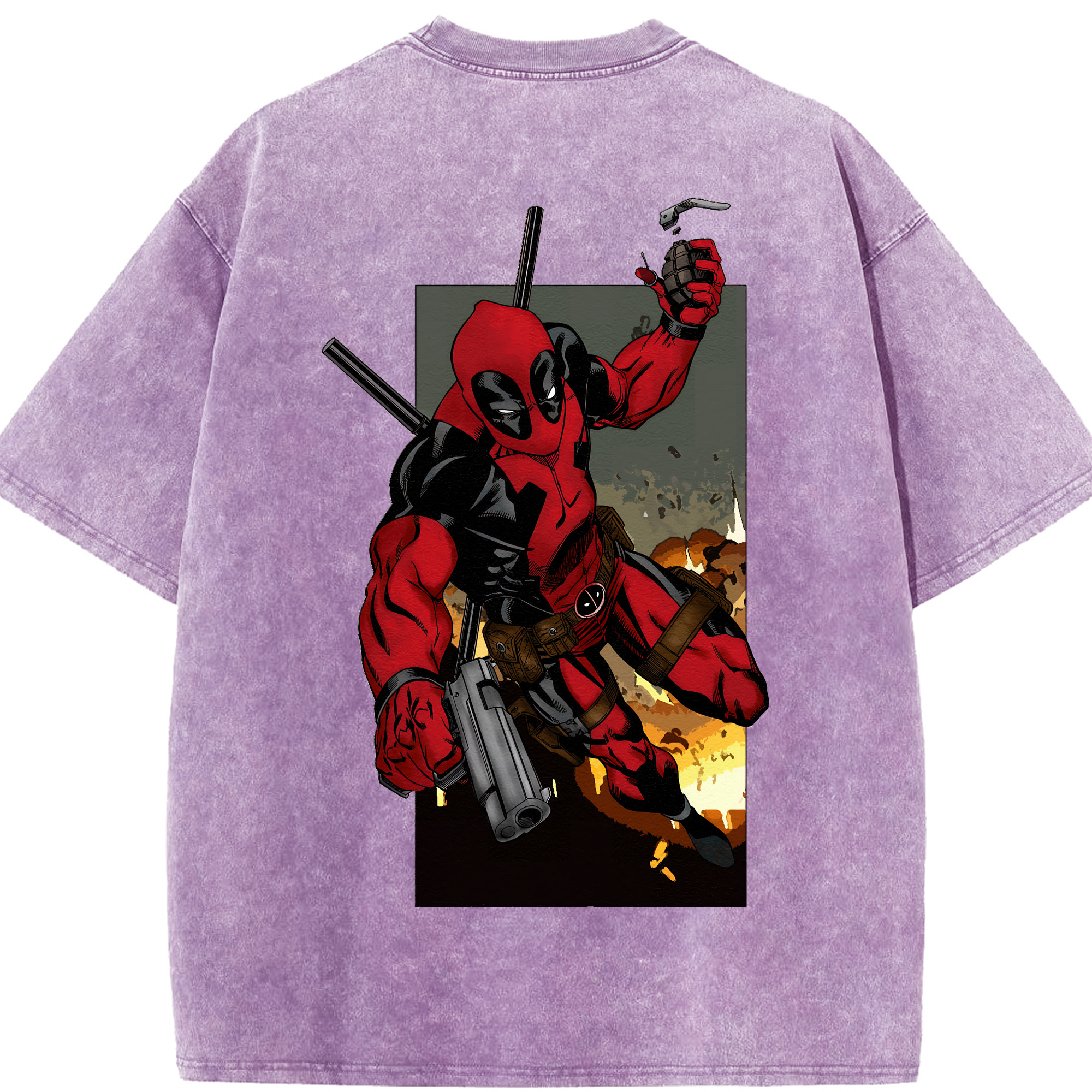 （画像用） Deadpool デッドプール 綿100% ヴィンテージ風 半袖Tシャツ（背面プリント）