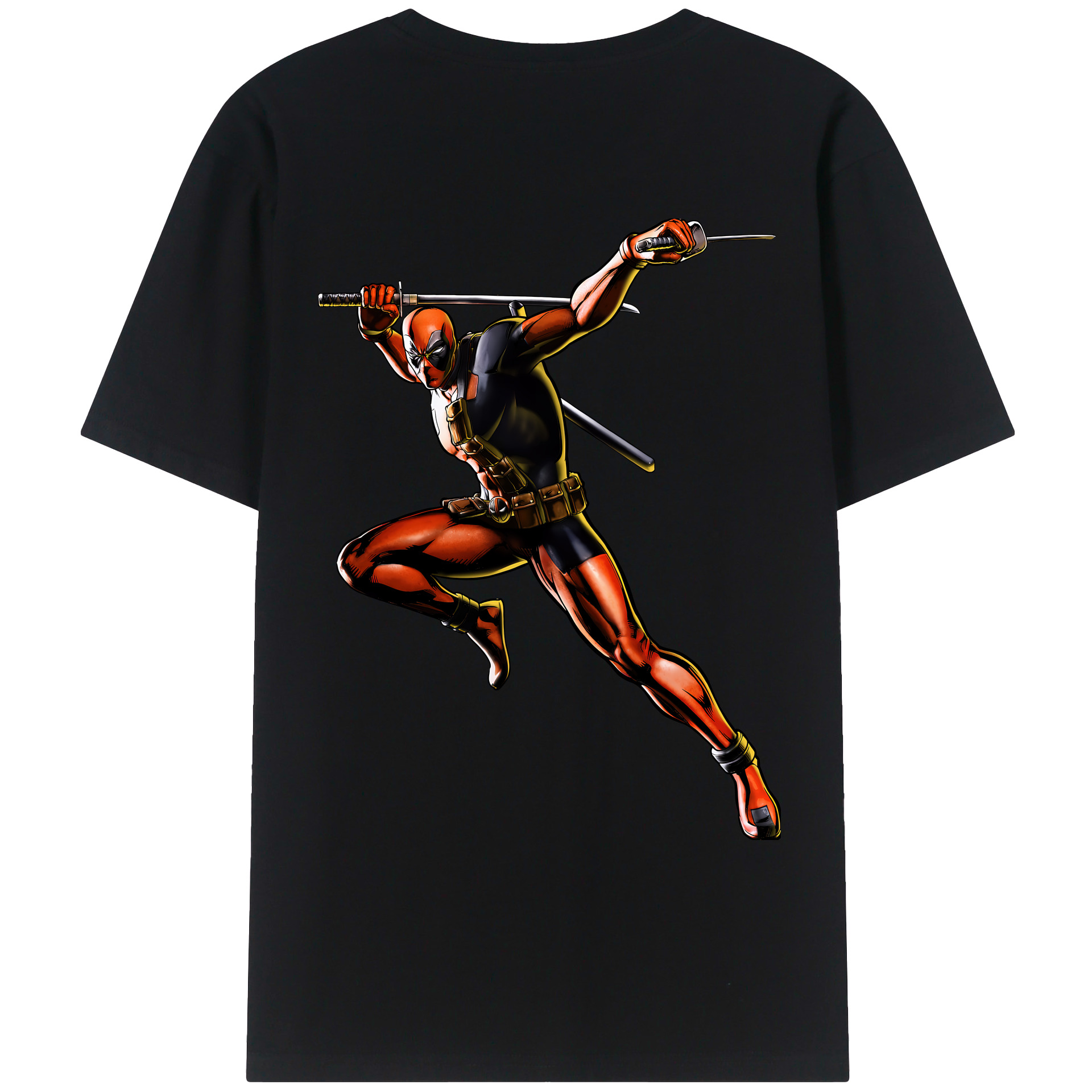 （画像用） Deadpool デッドプール 綿100％ メンズ半袖Tシャツ（バックプリント） 通気性