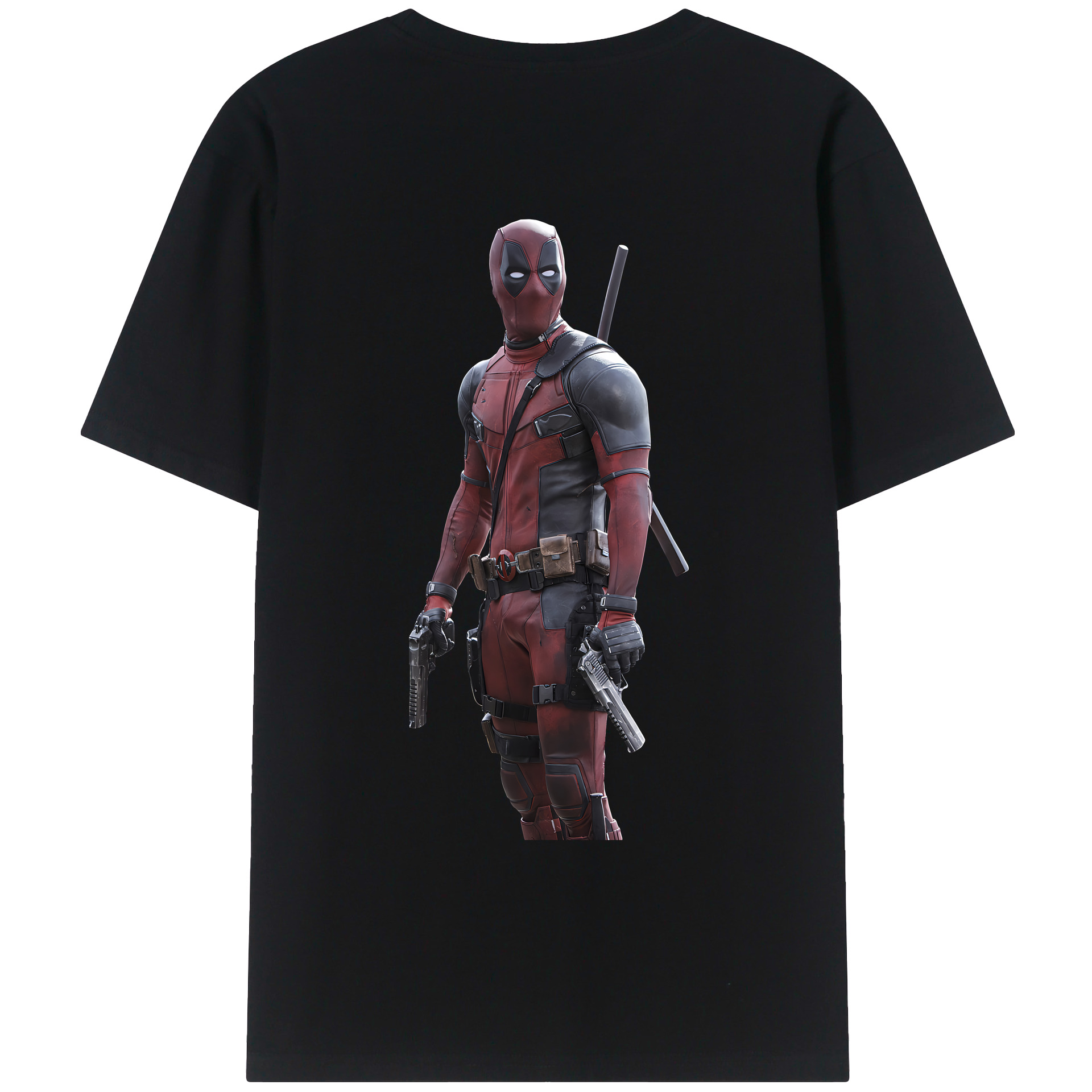 （画像用） Deadpool デッドプール 綿100％ メンズ半袖Tシャツ（バックプリント） 通気性
