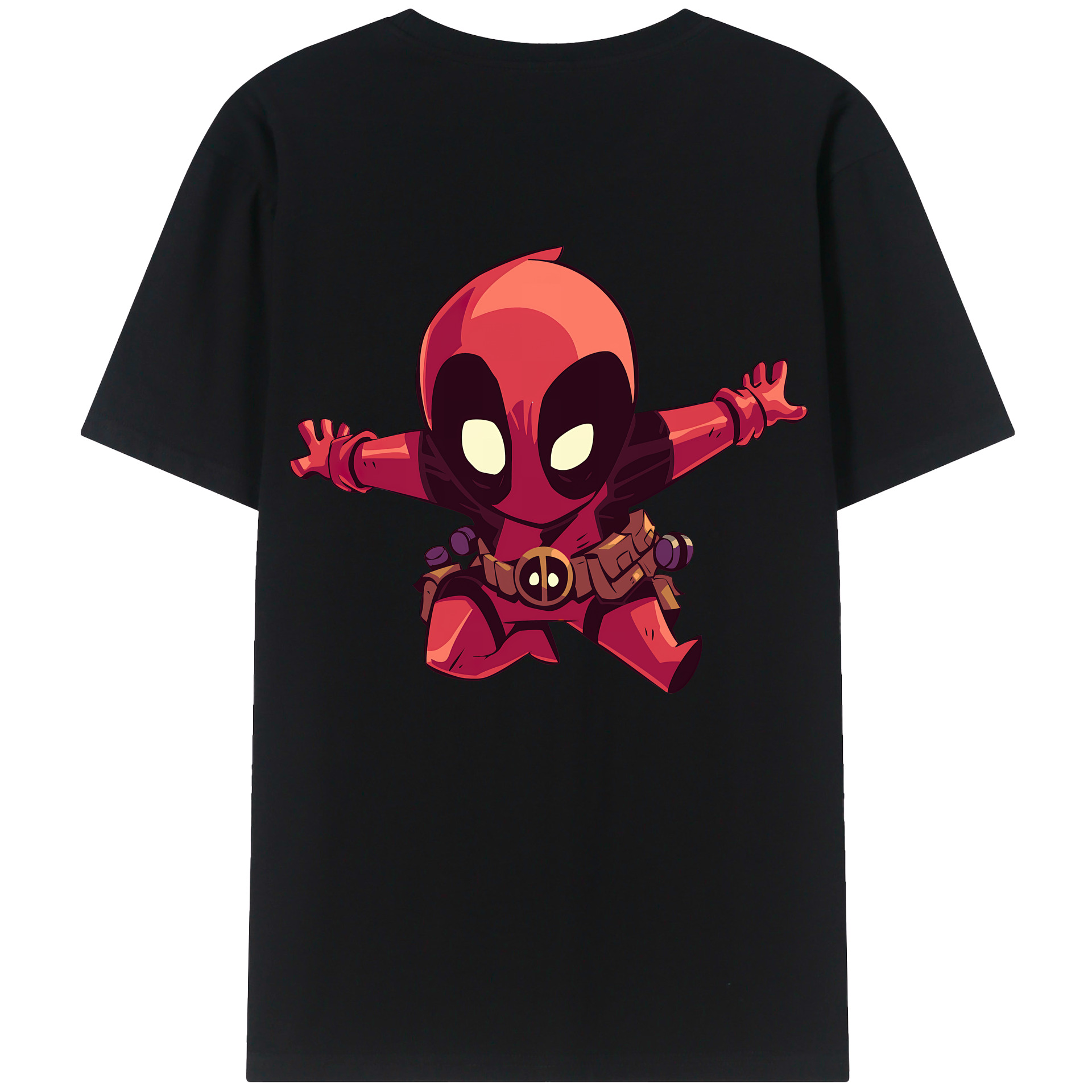 （画像用） Deadpool デッドプール 綿100％ メンズ半袖Tシャツ（バックプリント） 通気性
