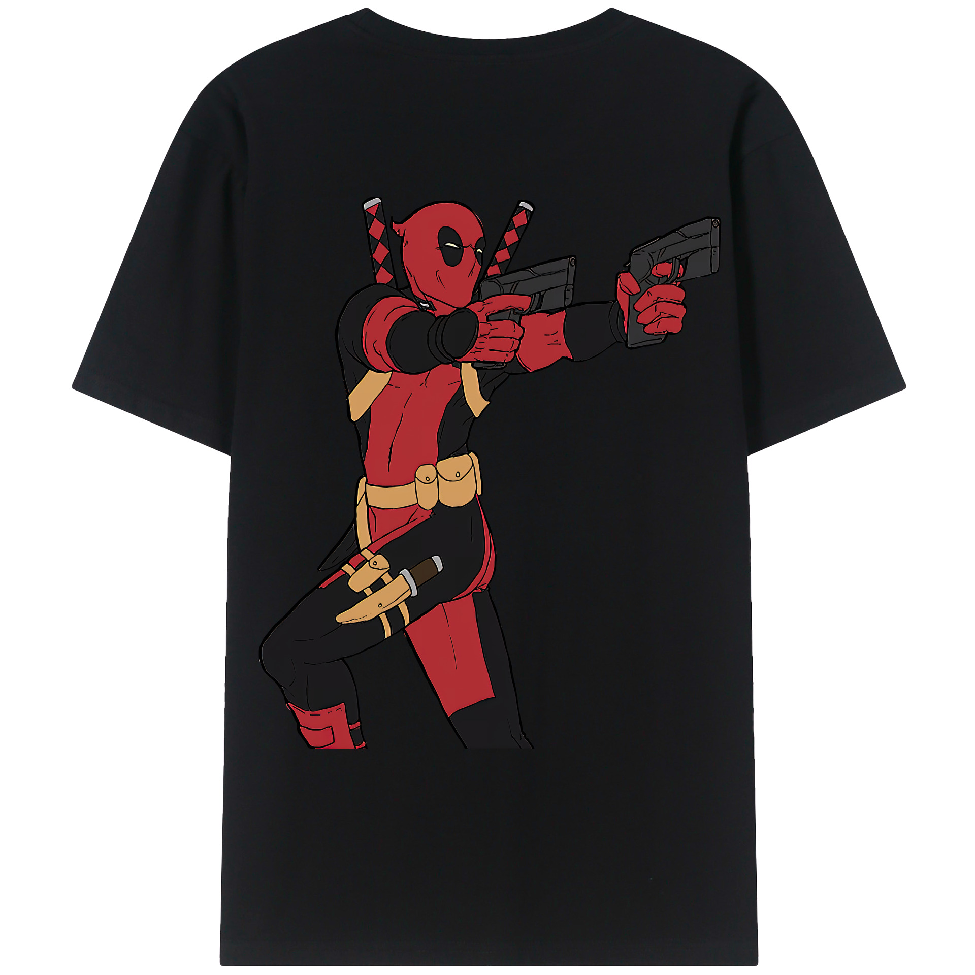 （画像用） Deadpool デッドプール 綿100％ メンズ半袖Tシャツ（バックプリント） 通気性