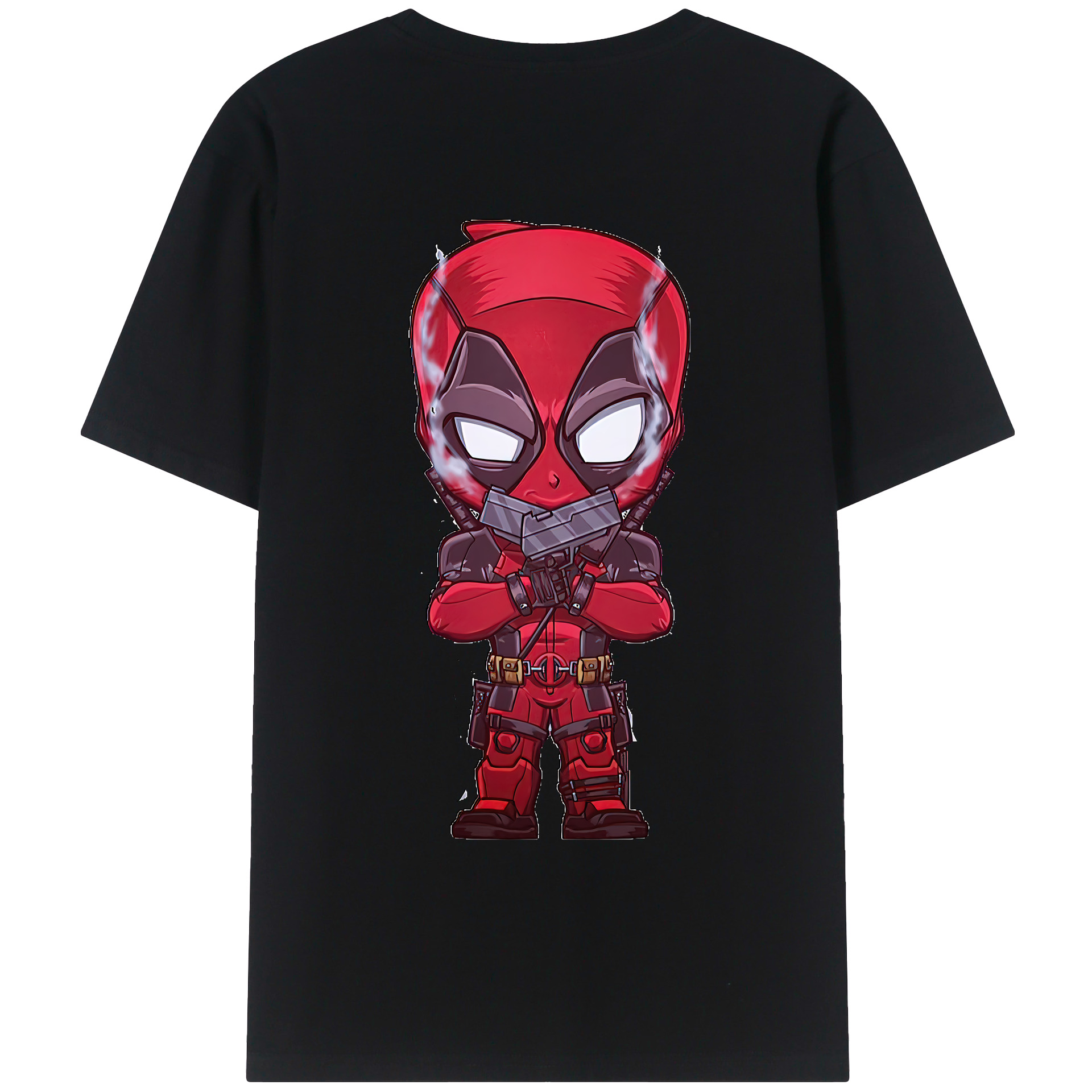 （画像用） Deadpool デッドプール 綿100％ メンズ半袖Tシャツ（バックプリント） 通気性