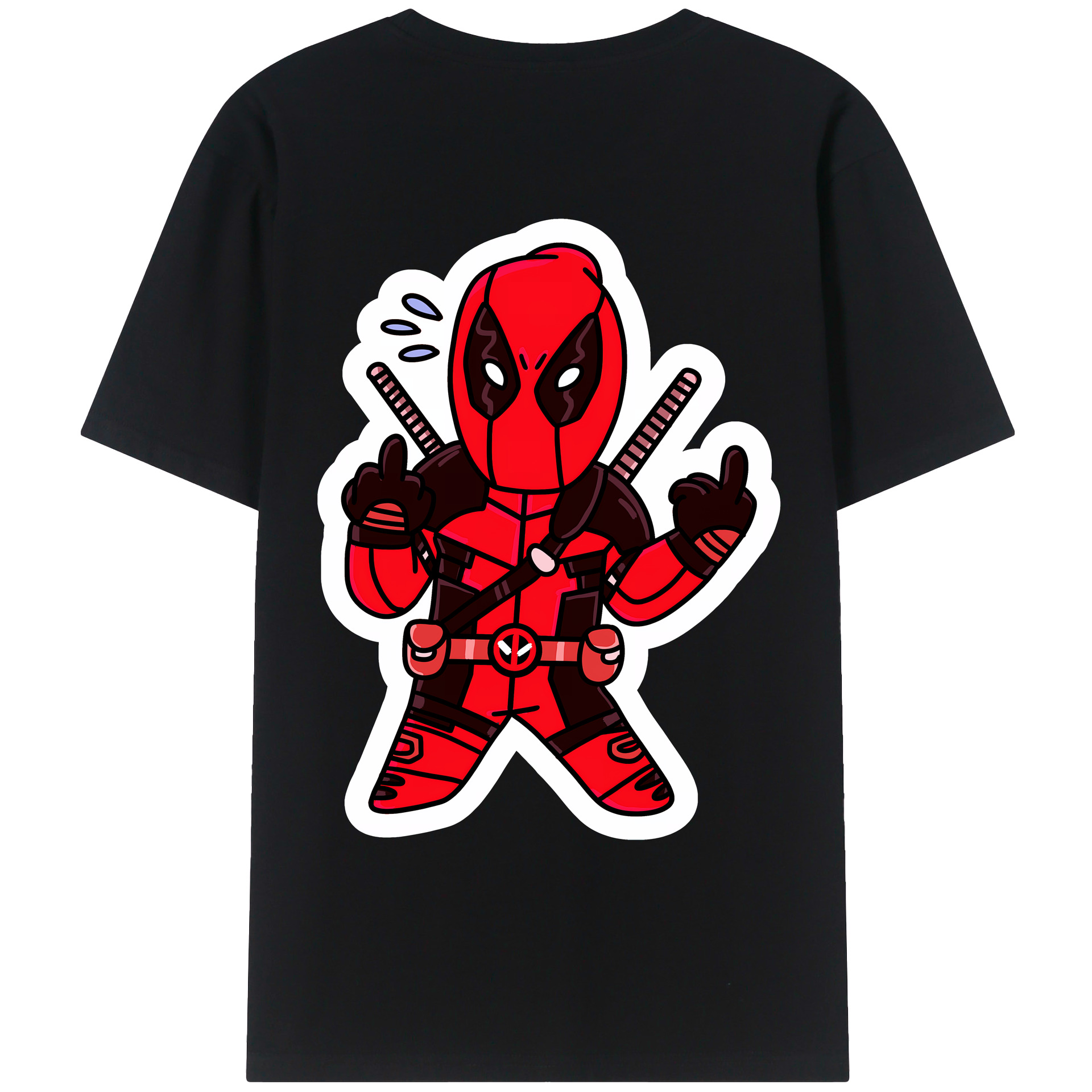 （画像用） Deadpool デッドプール 綿100％ メンズ半袖Tシャツ（バックプリント） 通気性