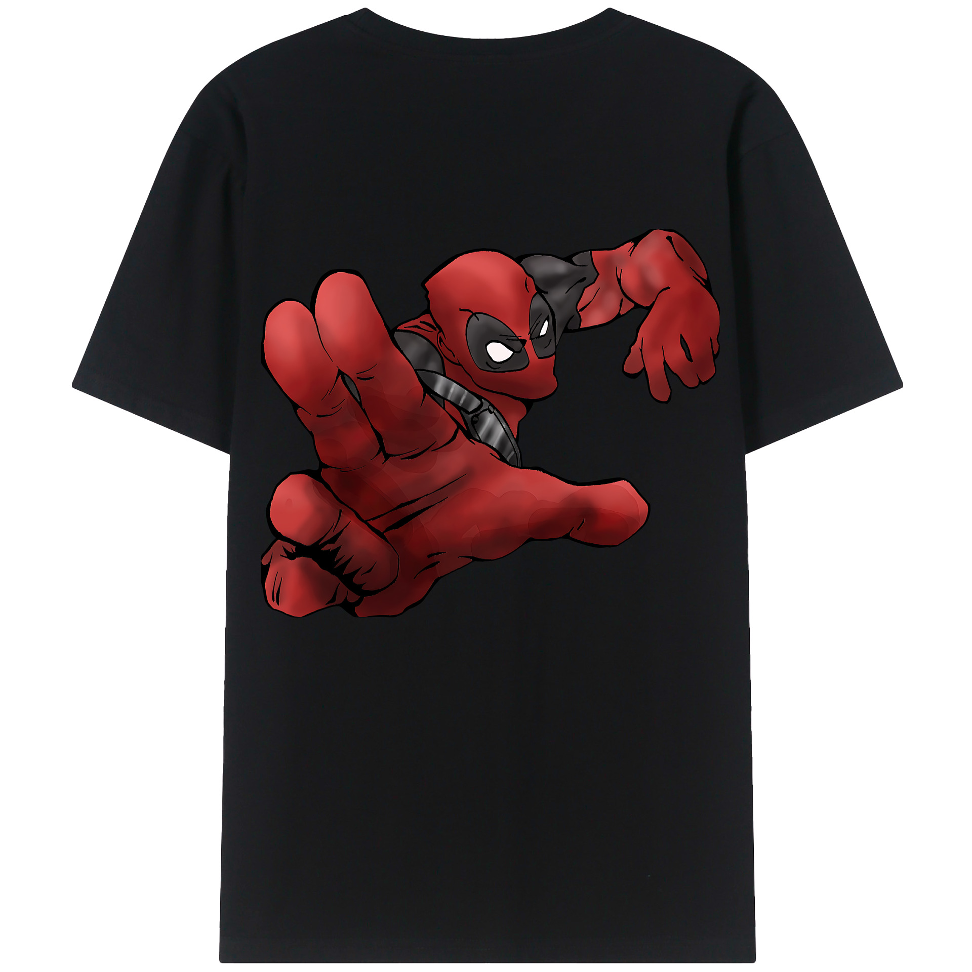 （画像用） Deadpool デッドプール 綿100％ メンズ半袖Tシャツ（バックプリント） 通気性