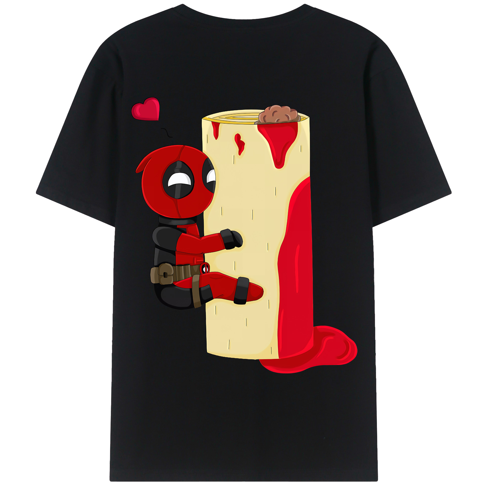 （画像用） Deadpool デッドプール 綿100％ メンズ半袖Tシャツ（バックプリント） 通気性