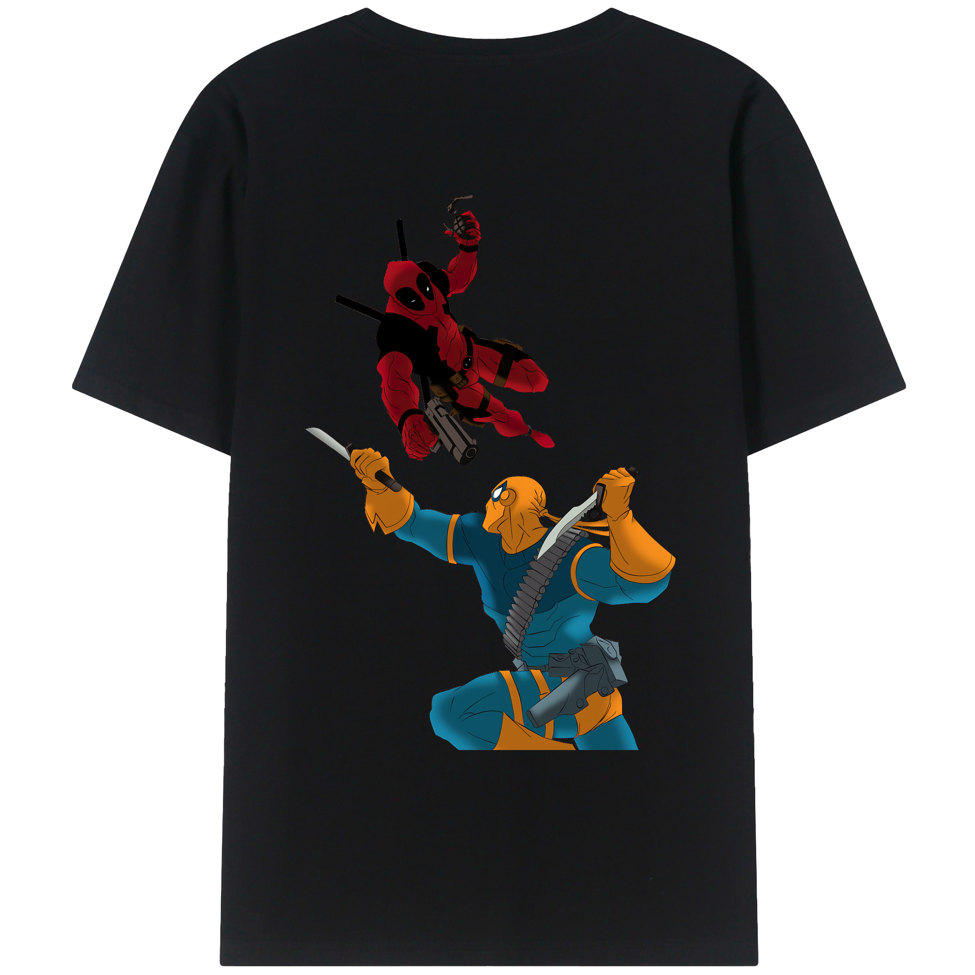 （画像用） Deadpool デッドプール 綿100％ メンズ半袖Tシャツ（バックプリント） 通気性