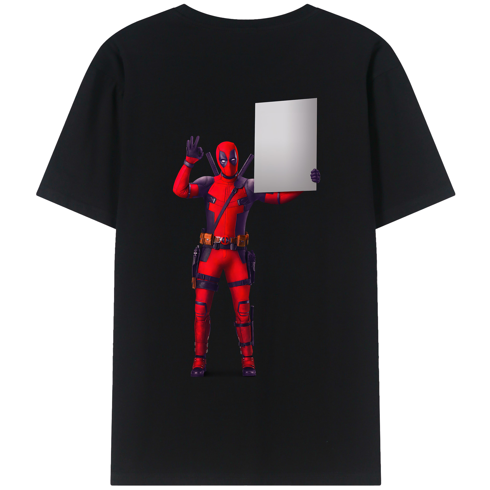 （画像用） Deadpool デッドプール 綿100％ メンズ半袖Tシャツ（バックプリント） 通気性