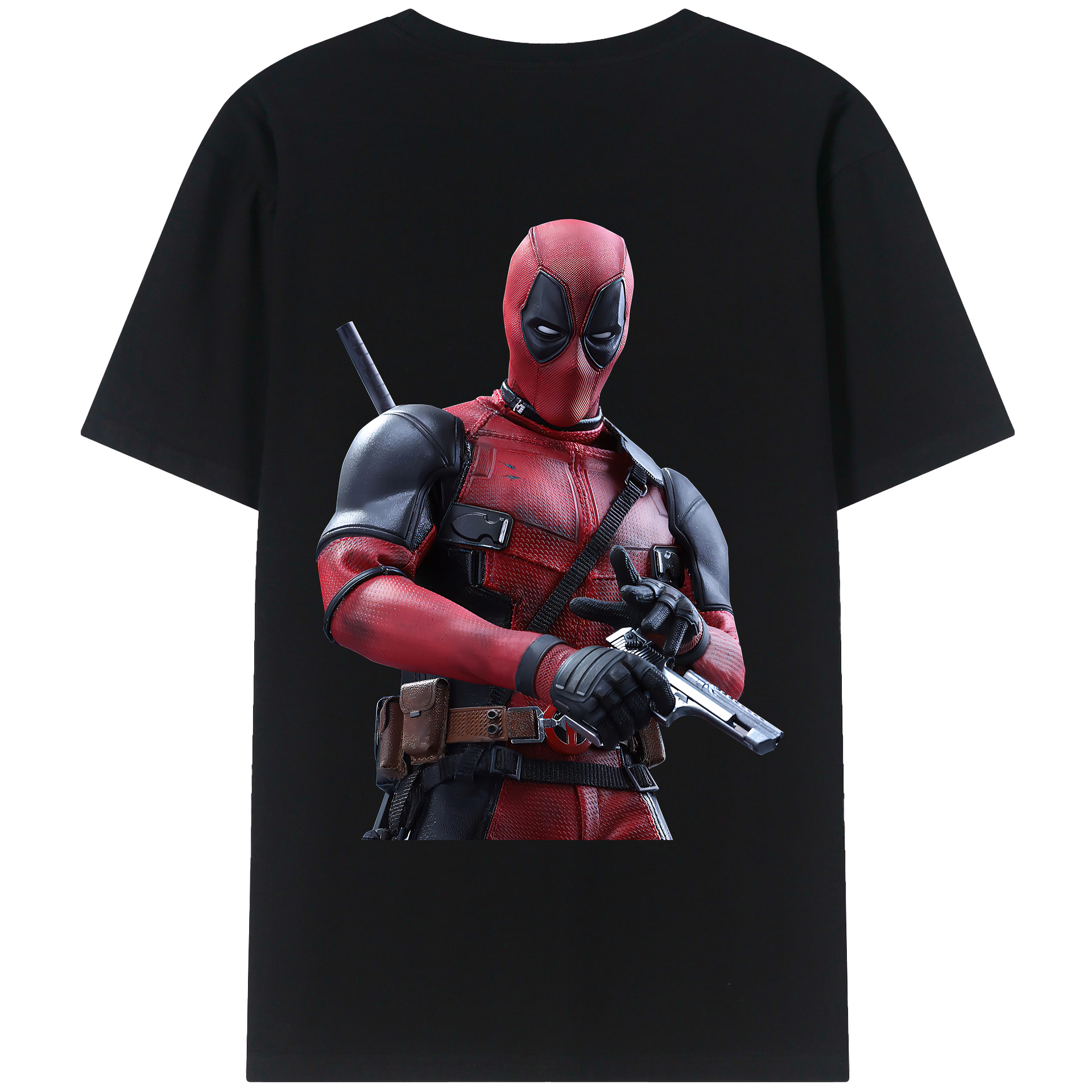 （画像用） Deadpool デッドプール 綿100％ メンズ半袖Tシャツ（バックプリント） 通気性