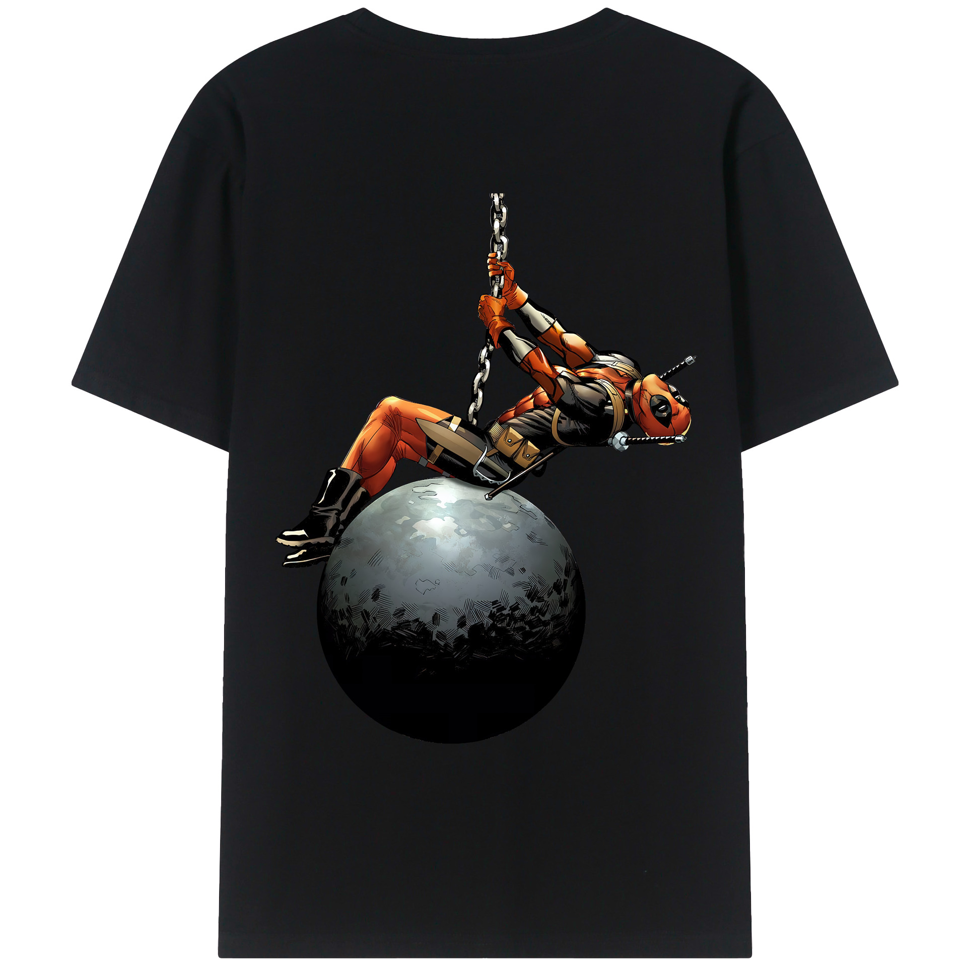 （画像用） Deadpool デッドプール 綿100％ メンズ半袖Tシャツ（バックプリント） 通気性