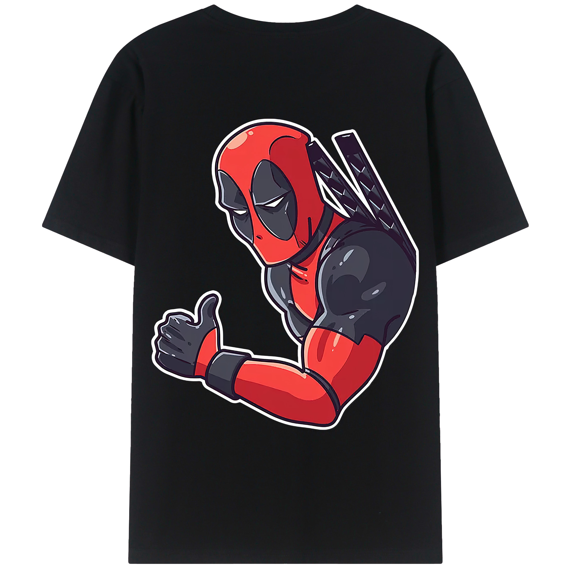 （画像用） Deadpool デッドプール 綿100％ メンズ半袖Tシャツ（バックプリント） 通気性